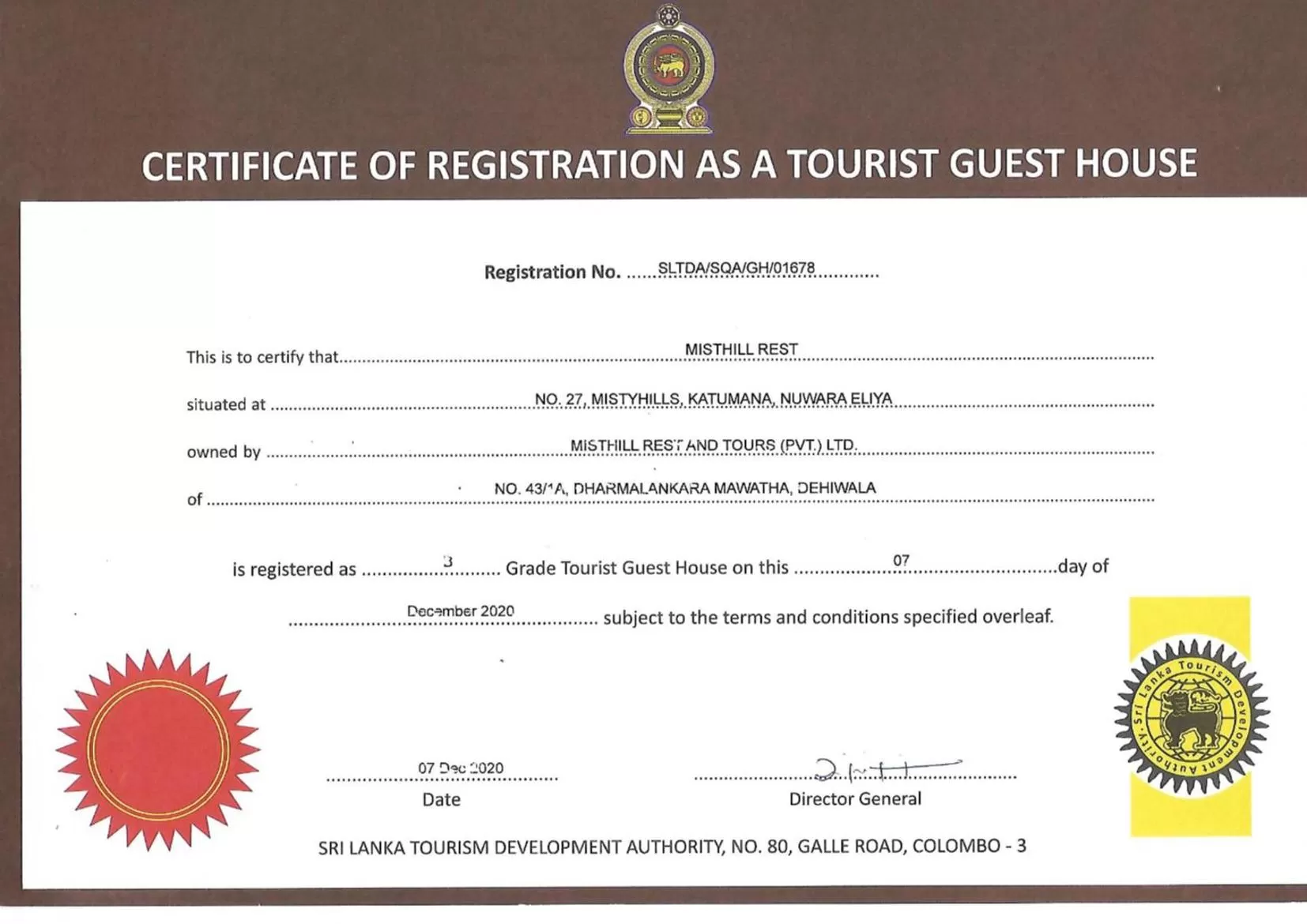 Certificate/Award in Misthill Rest - Lavish Villa