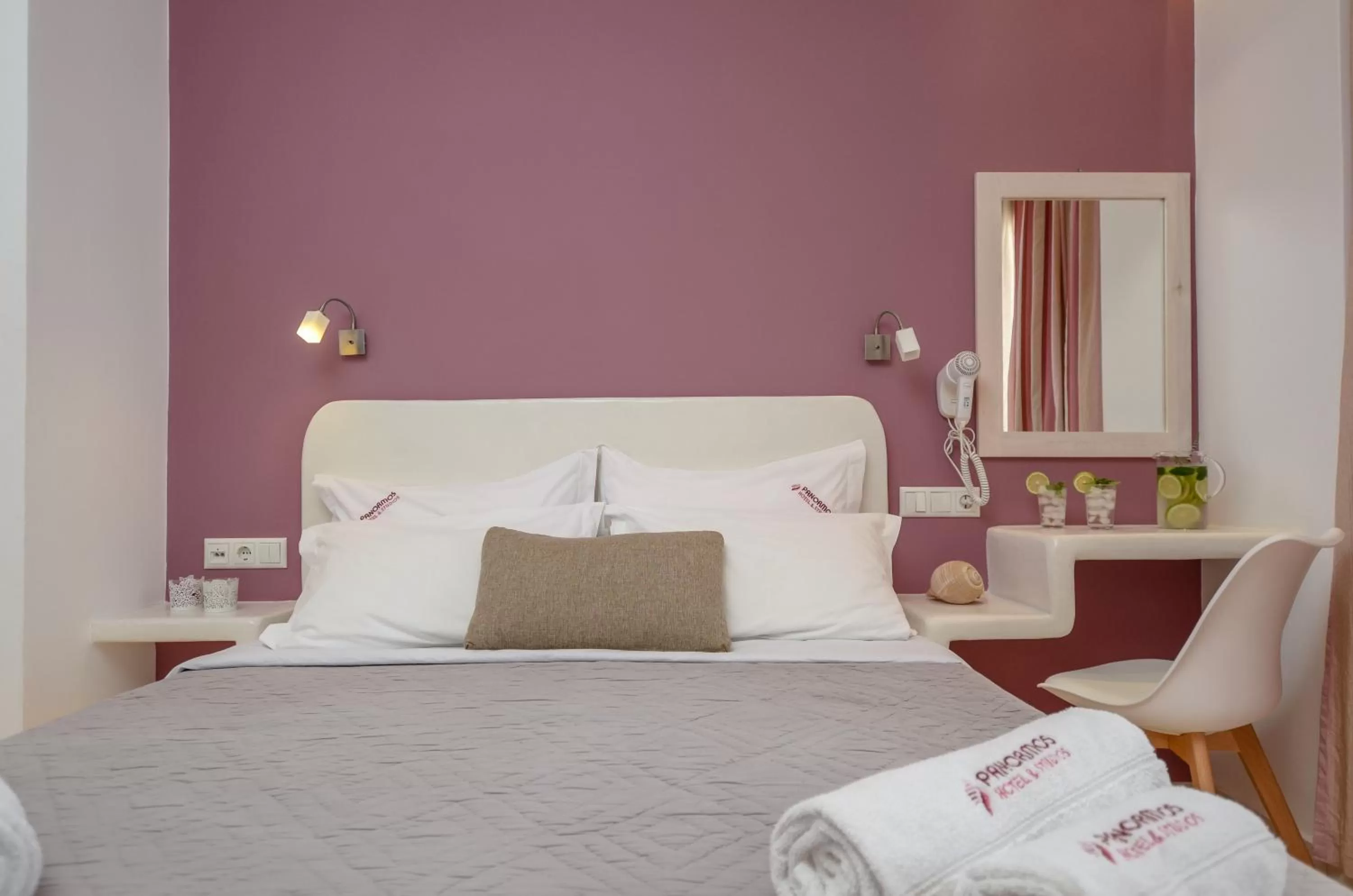 Bed in Panormos Hotel and Studios