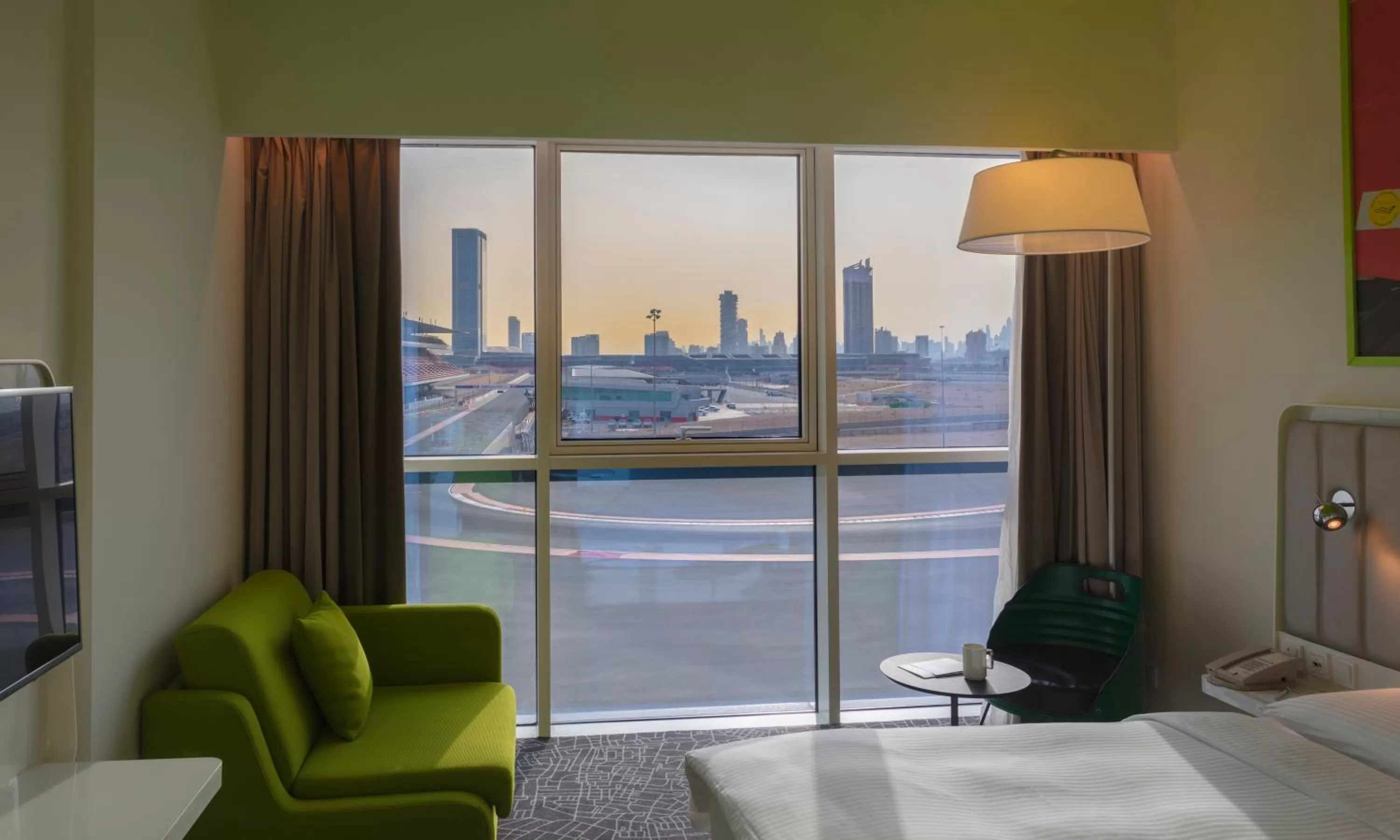 View (from property/room), Bed in Park Inn by Radisson Dubai Motor City