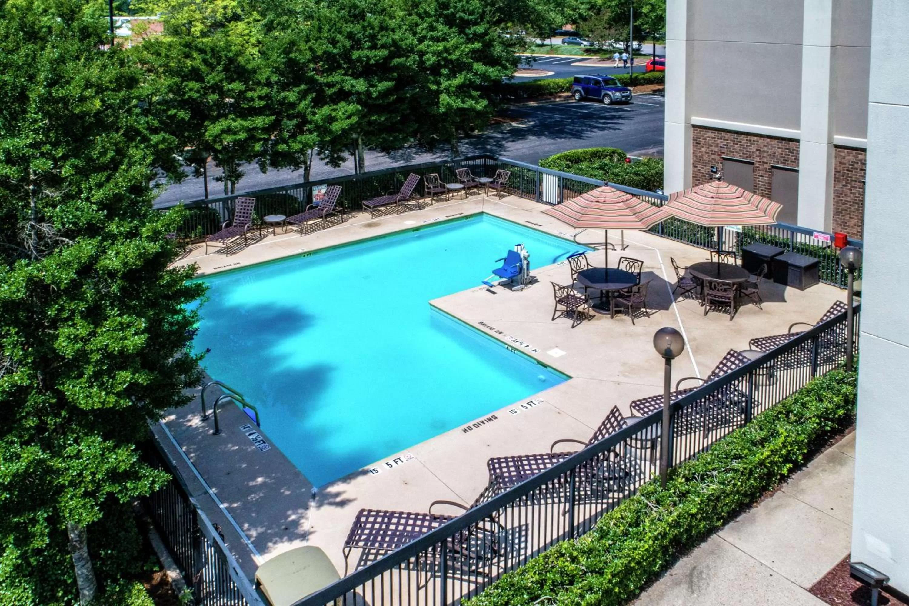 Pool view in Hampton Inn Raleigh Cary