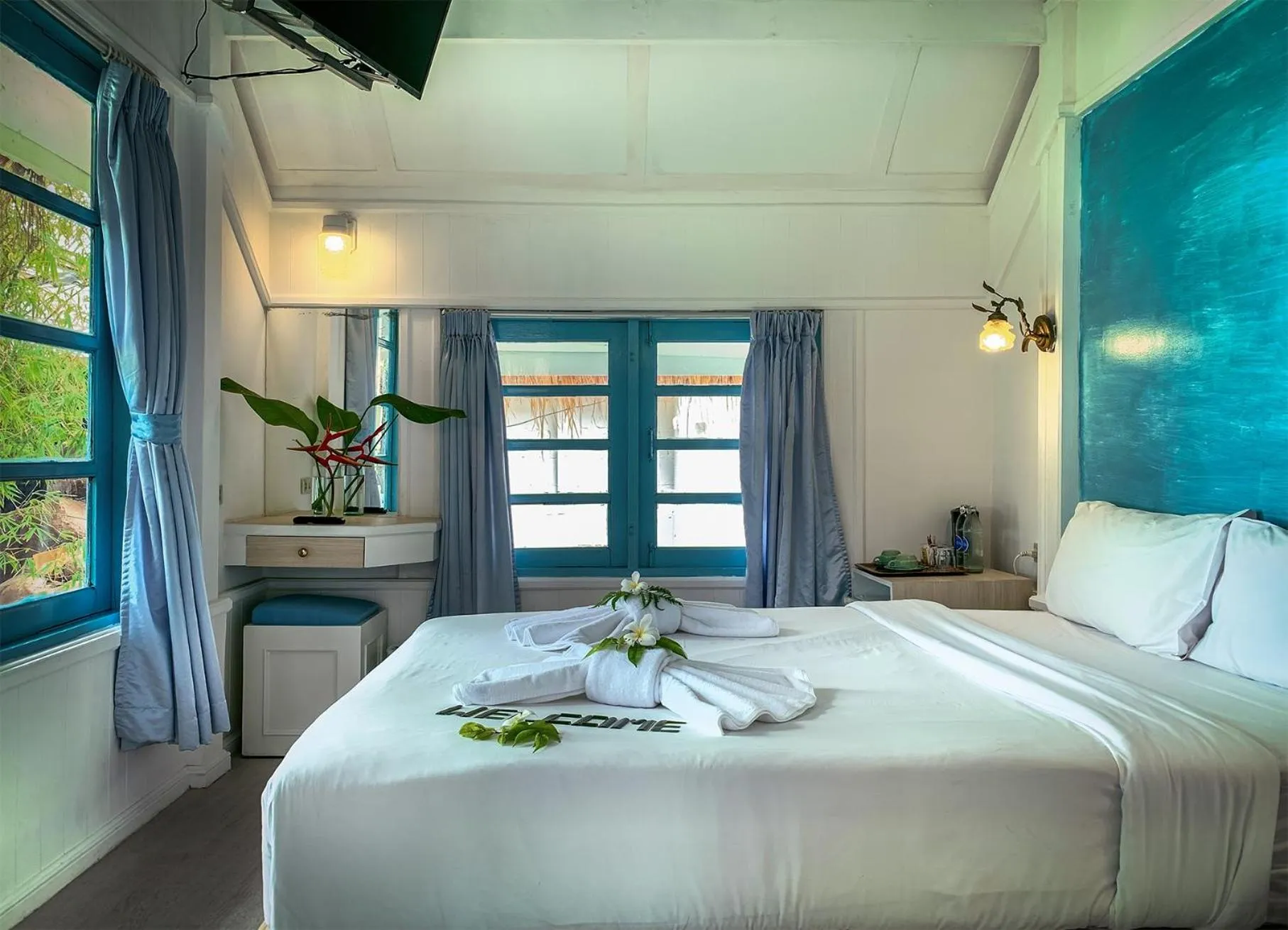 View (from property/room), Bed in Sand Sea Beach Resort