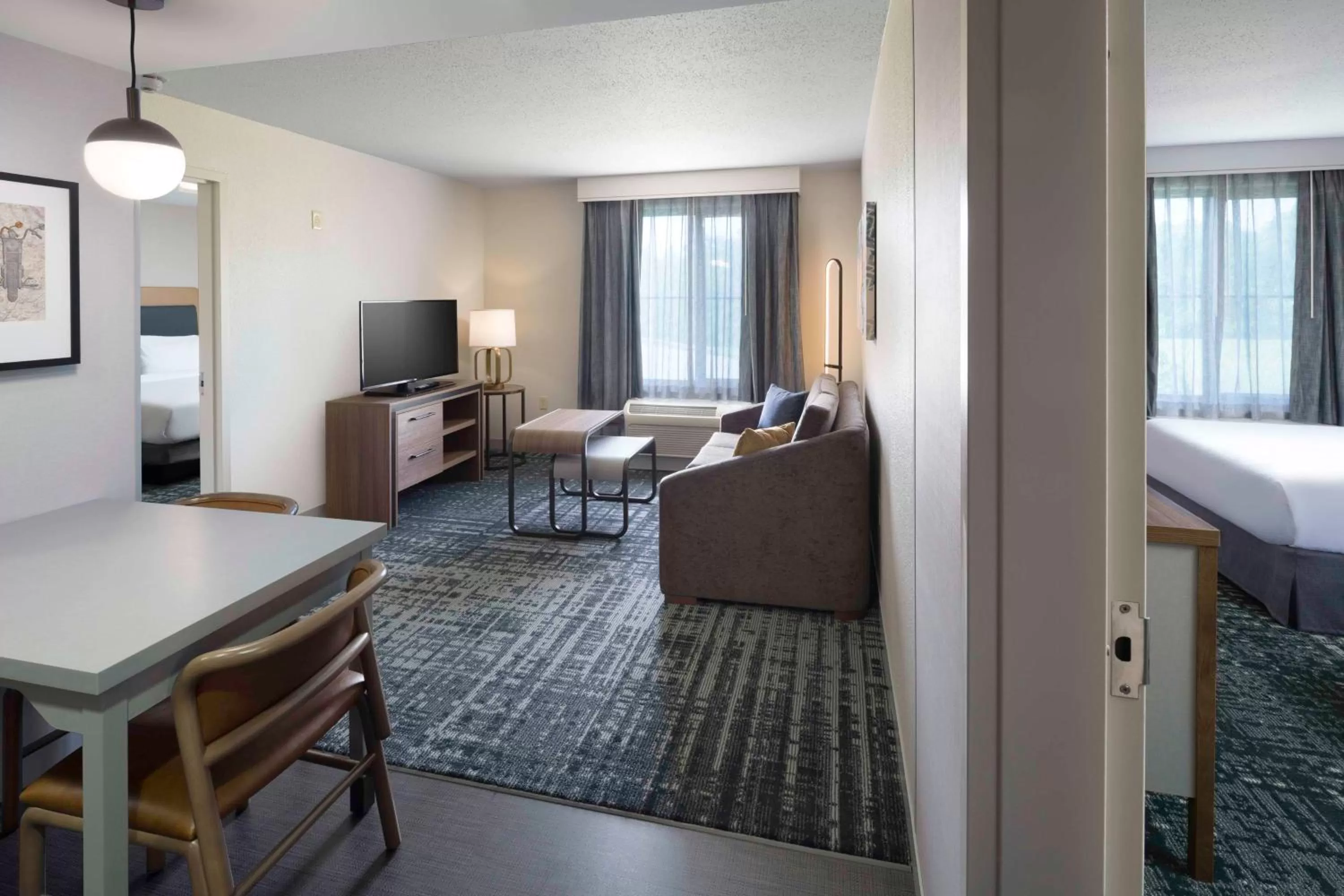 Living room, Bed in Homewood Suites by Hilton Newburgh-Stewart Airport