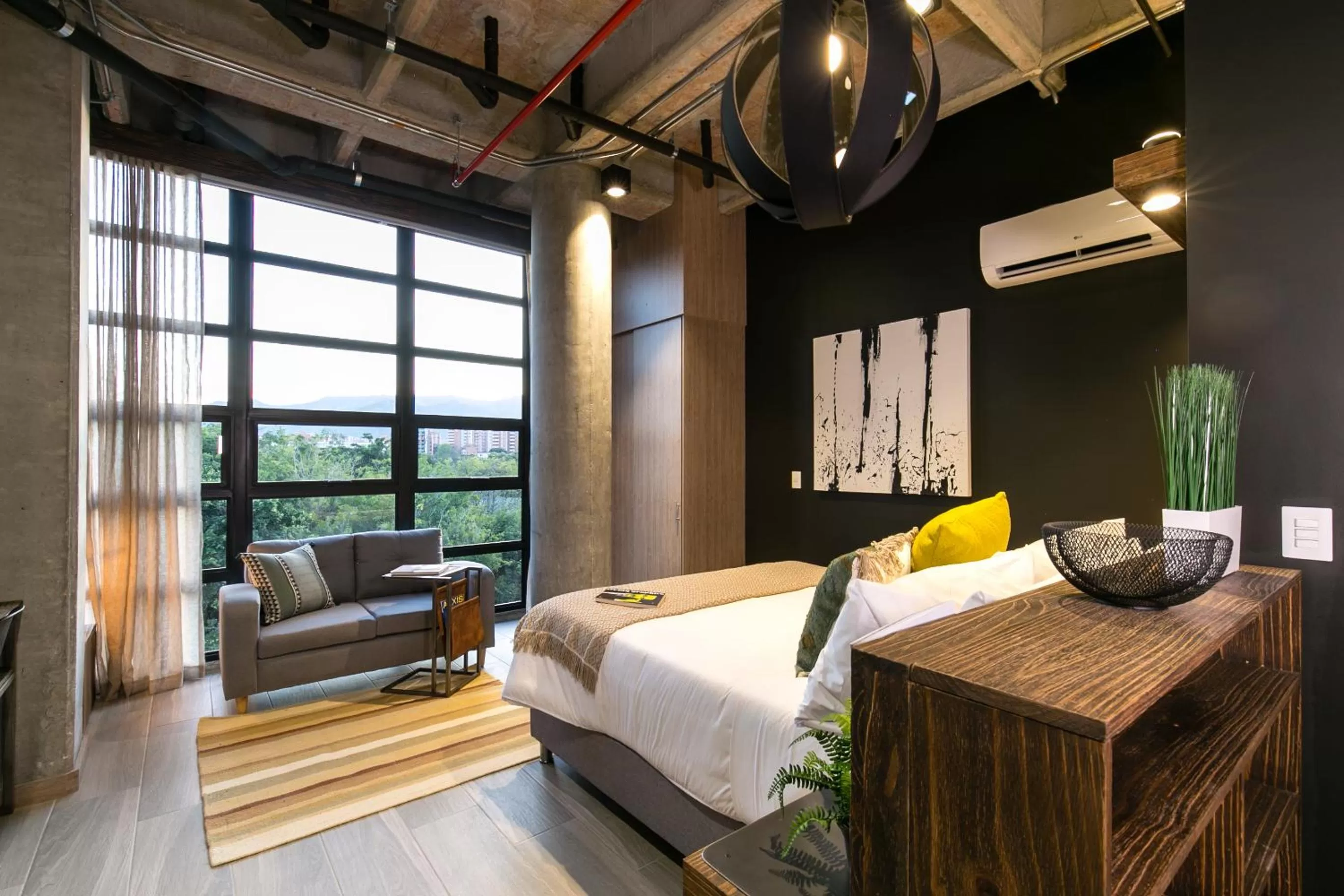 Bed in Factory Lofts Hotel