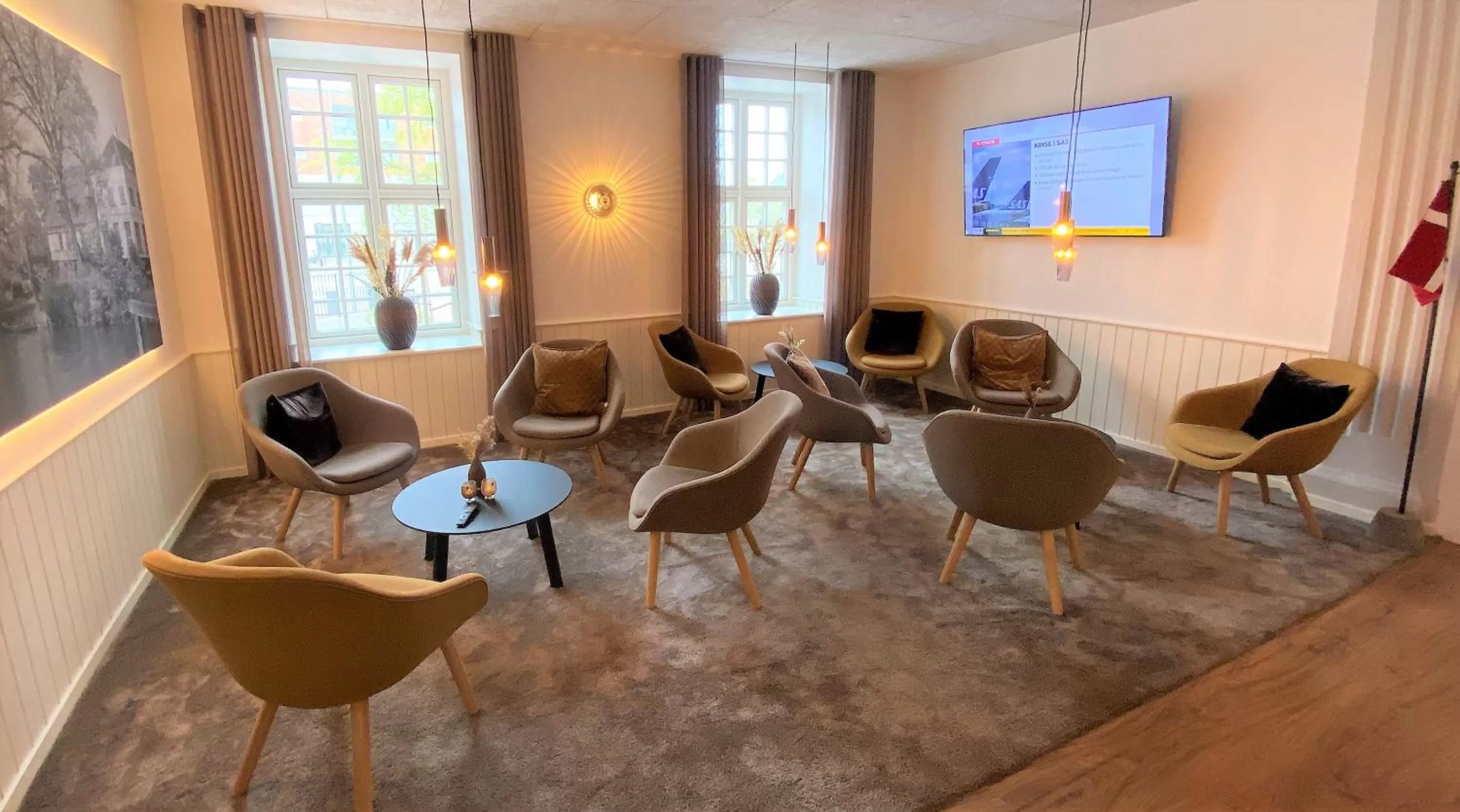 Communal lounge/ TV room in Hotel Skivehus