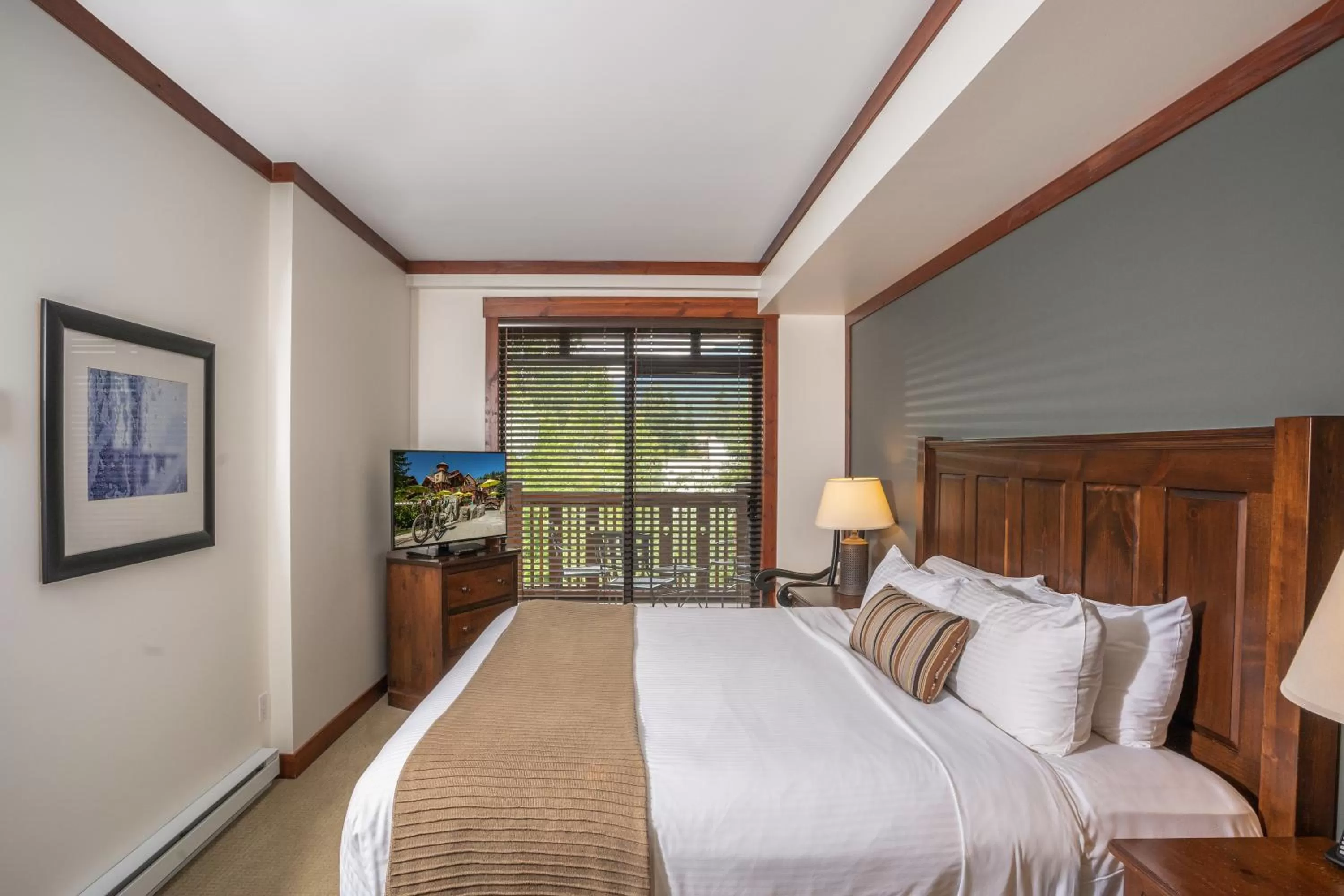 Bed in First Tracks Lodge