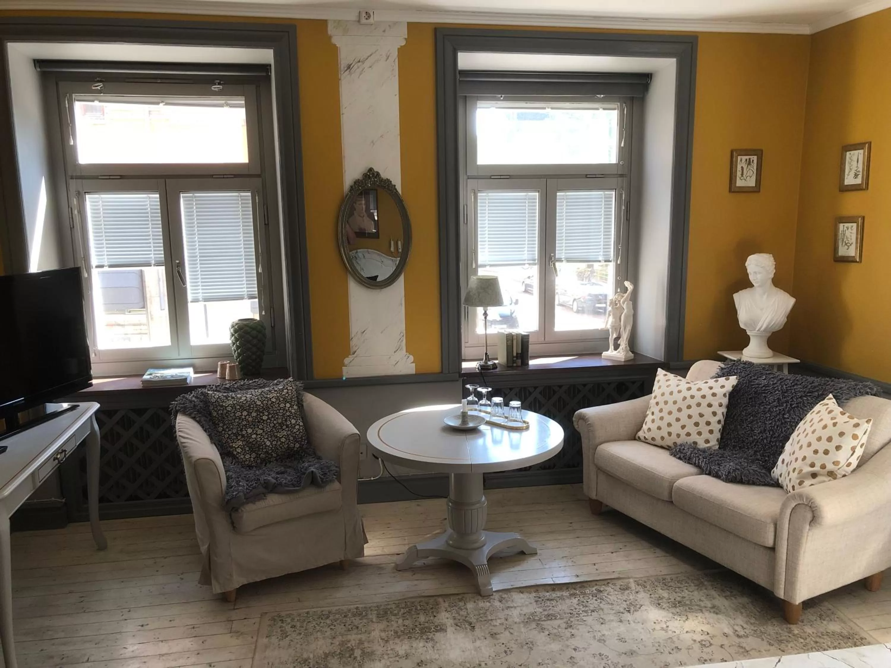 Seating area in Strand Hotel