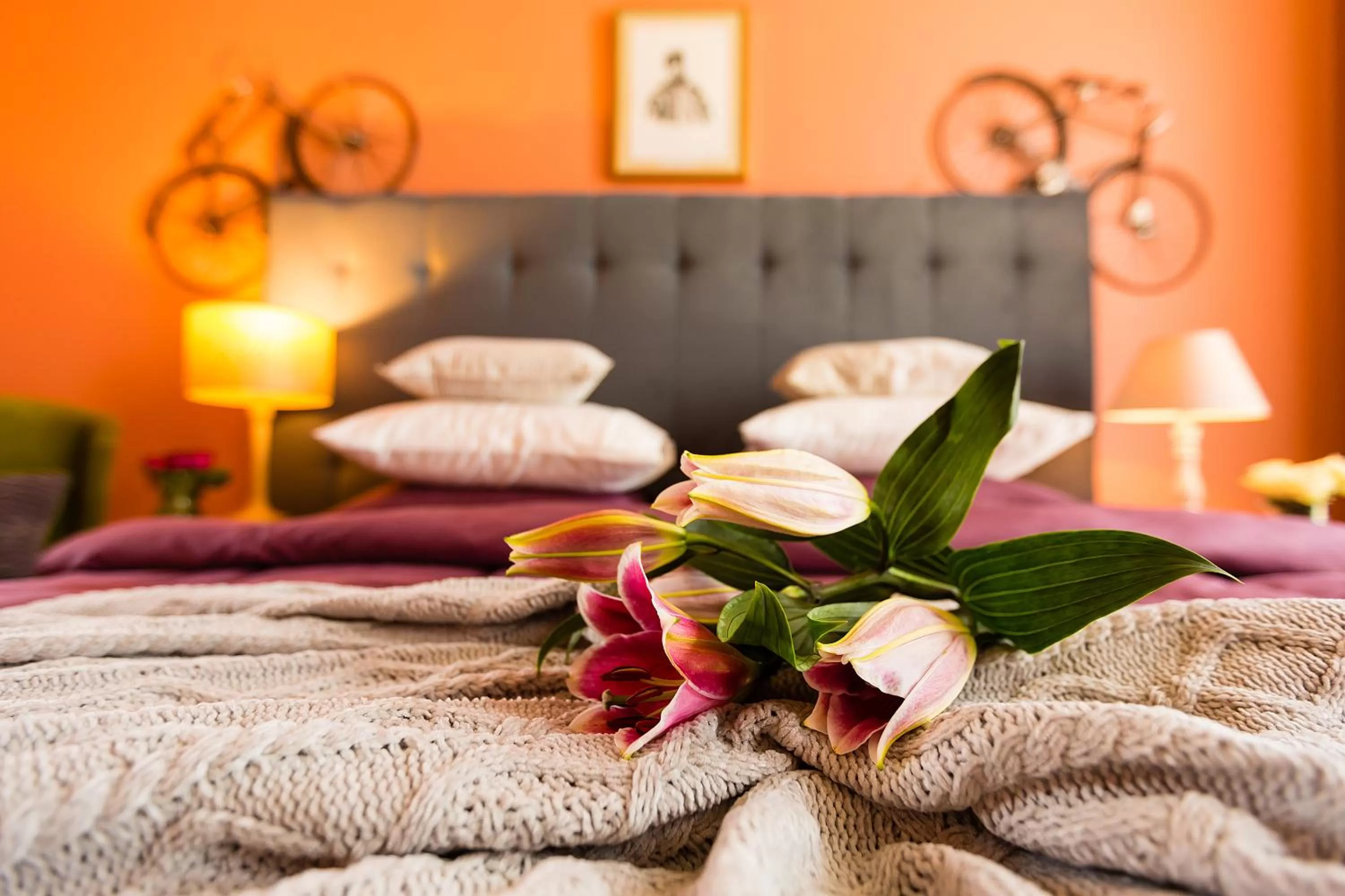 Decorative detail, Bed in Country Spa Retreat