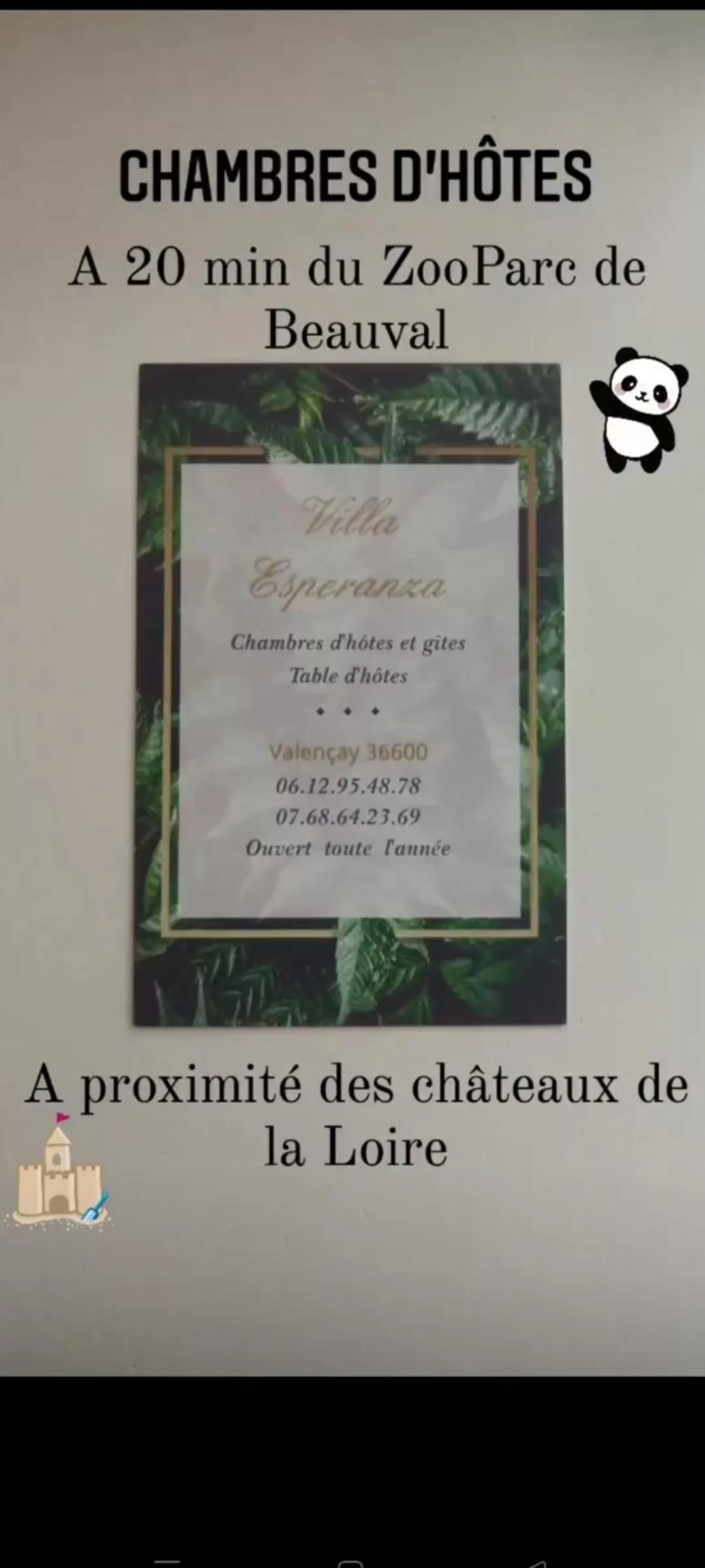 Property logo or sign in VILLA ESPERANZA Suite de plain-pied, indépendante, 1 à 4 personnes proche Zoo de Beauval et châteaux de La Loire