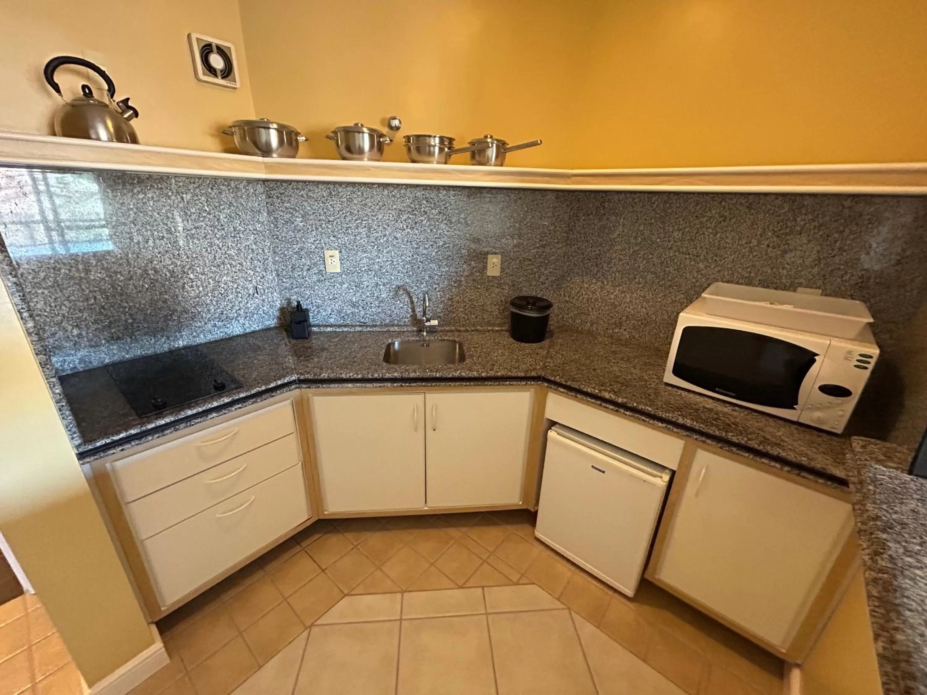 Kitchen or kitchenette in Golfinhos Apart Hotel