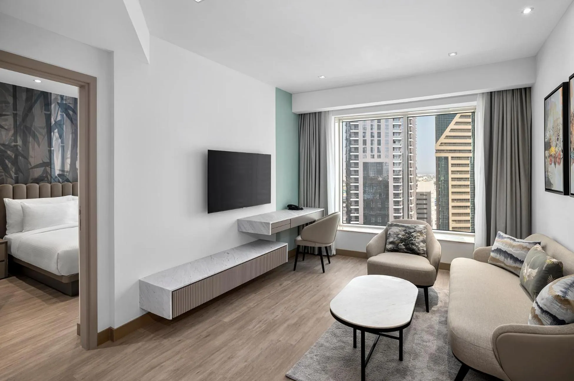 Living room, Bed in Residence Inn by Marriott Sheikh Zayed Road, Dubai