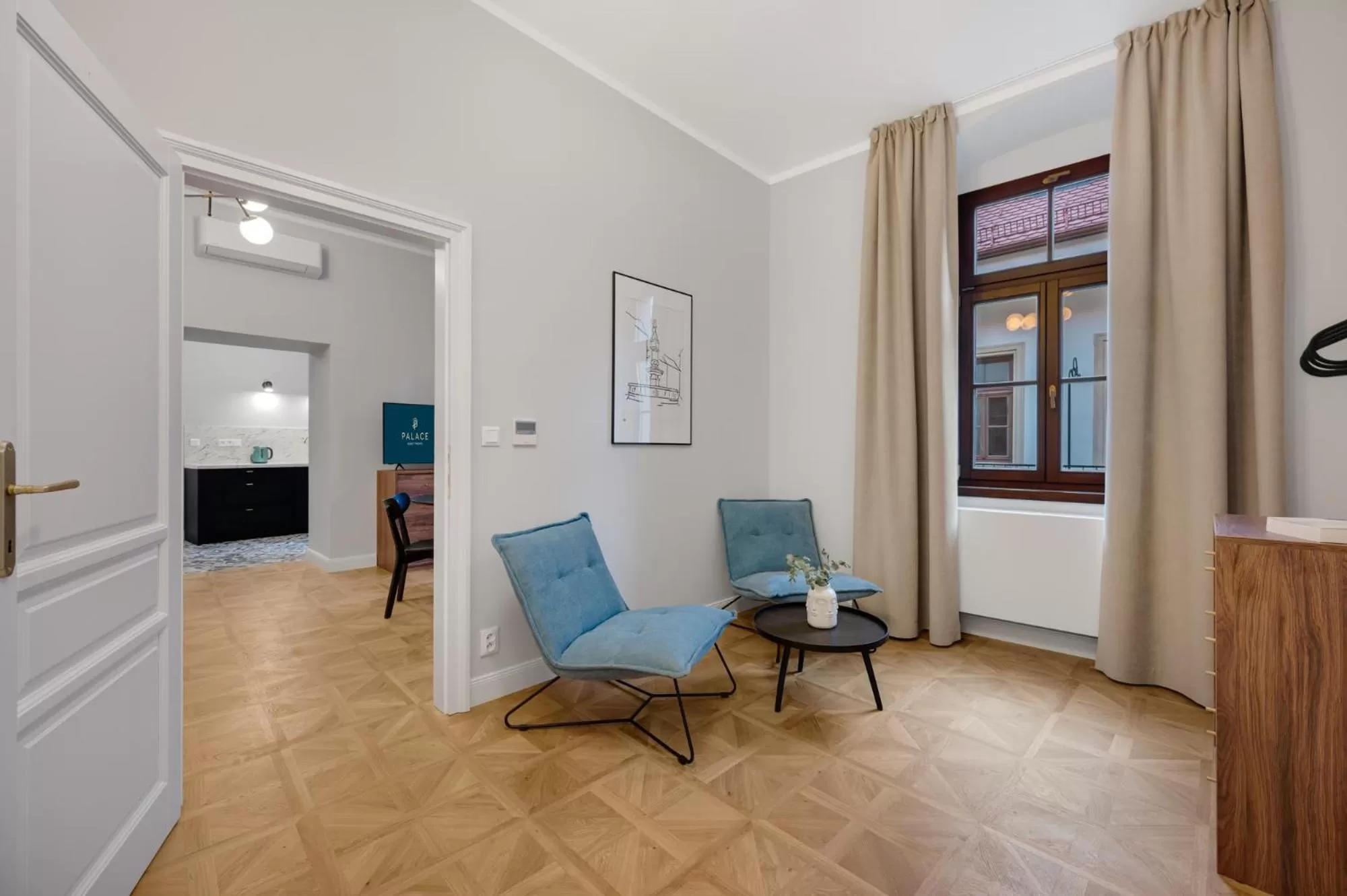 Seating area in Palace Apartments