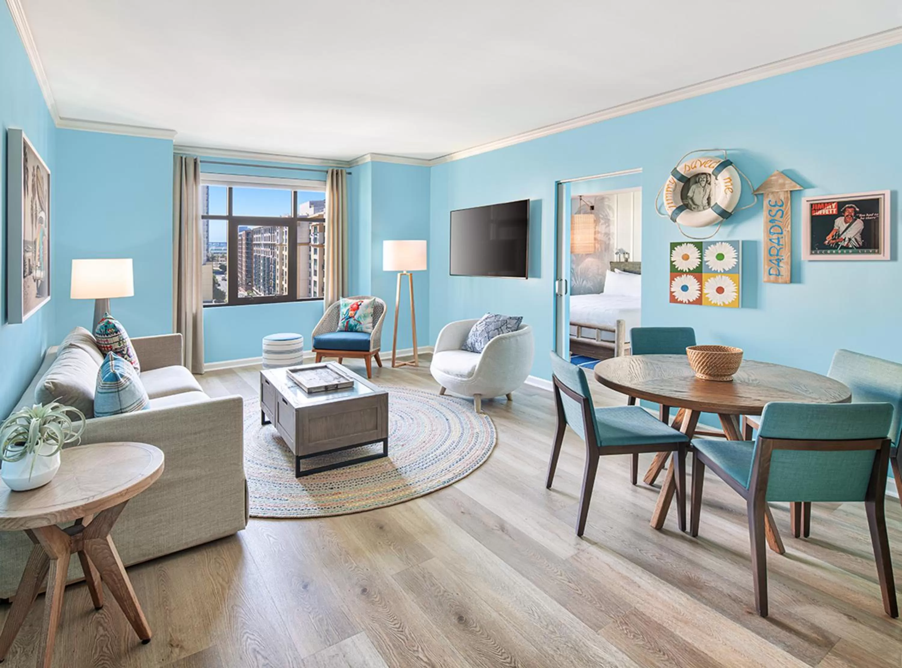 Living room in Margaritaville Hotel San Diego Gaslamp Quarter