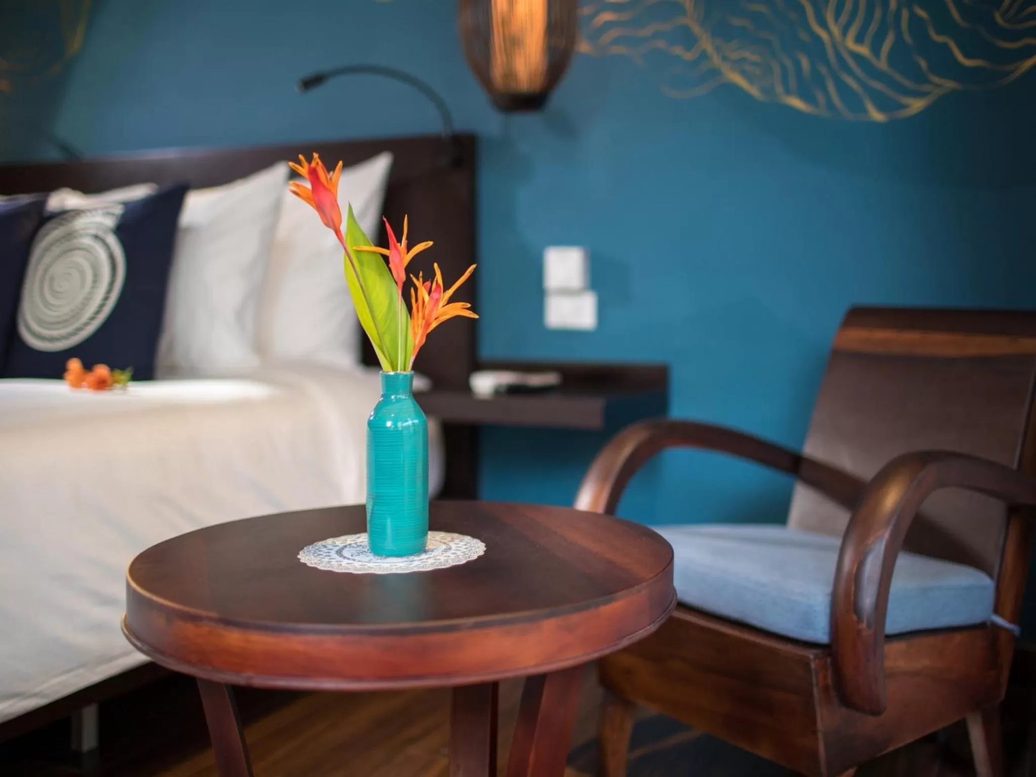 Decorative detail, Bed in The Blue Alcove Hotel