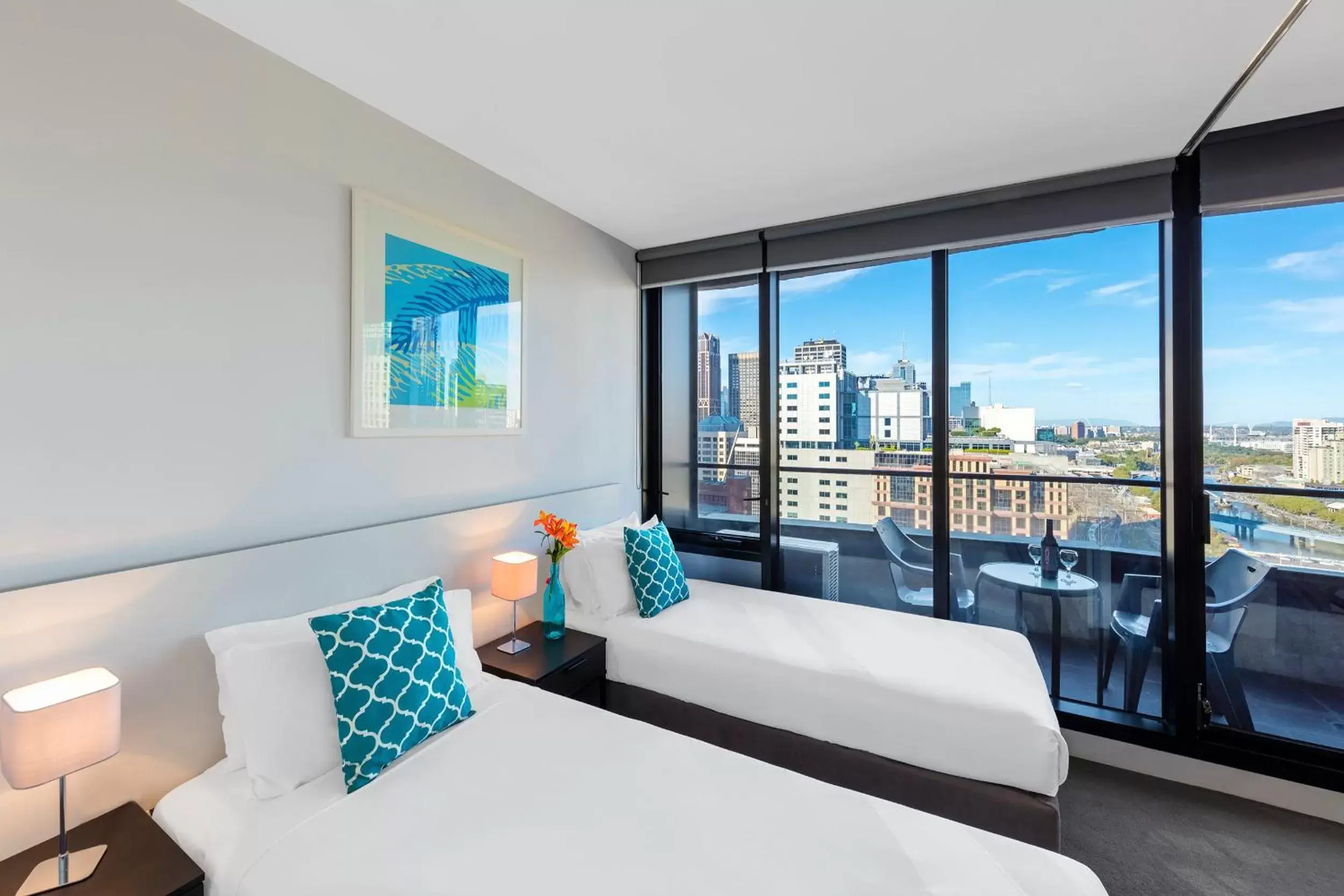 Two-Bedroom Standard Apartment with 4 Single Beds in Aura on Flinders Serviced Apartments Two-Bedroom Standard Apartment with 4 Single Beds in Aura on Flinders Serviced Apartments