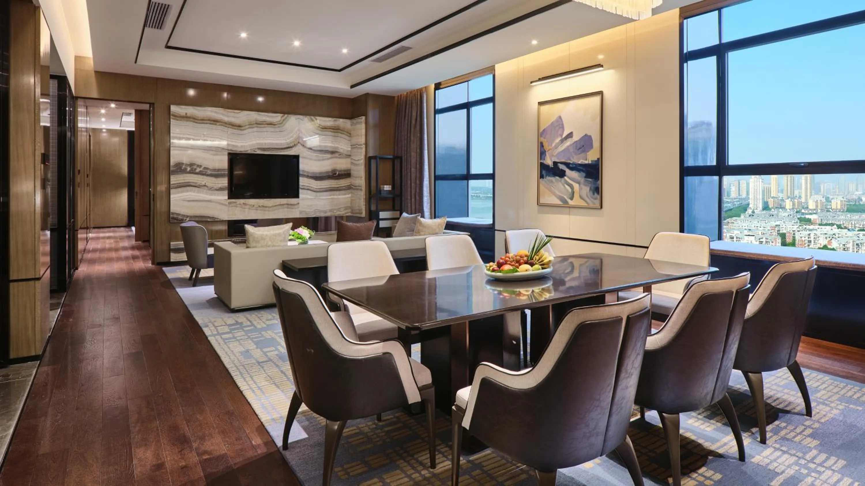 Living room in Crowne Plaza Wuhan Development Zone by IHG