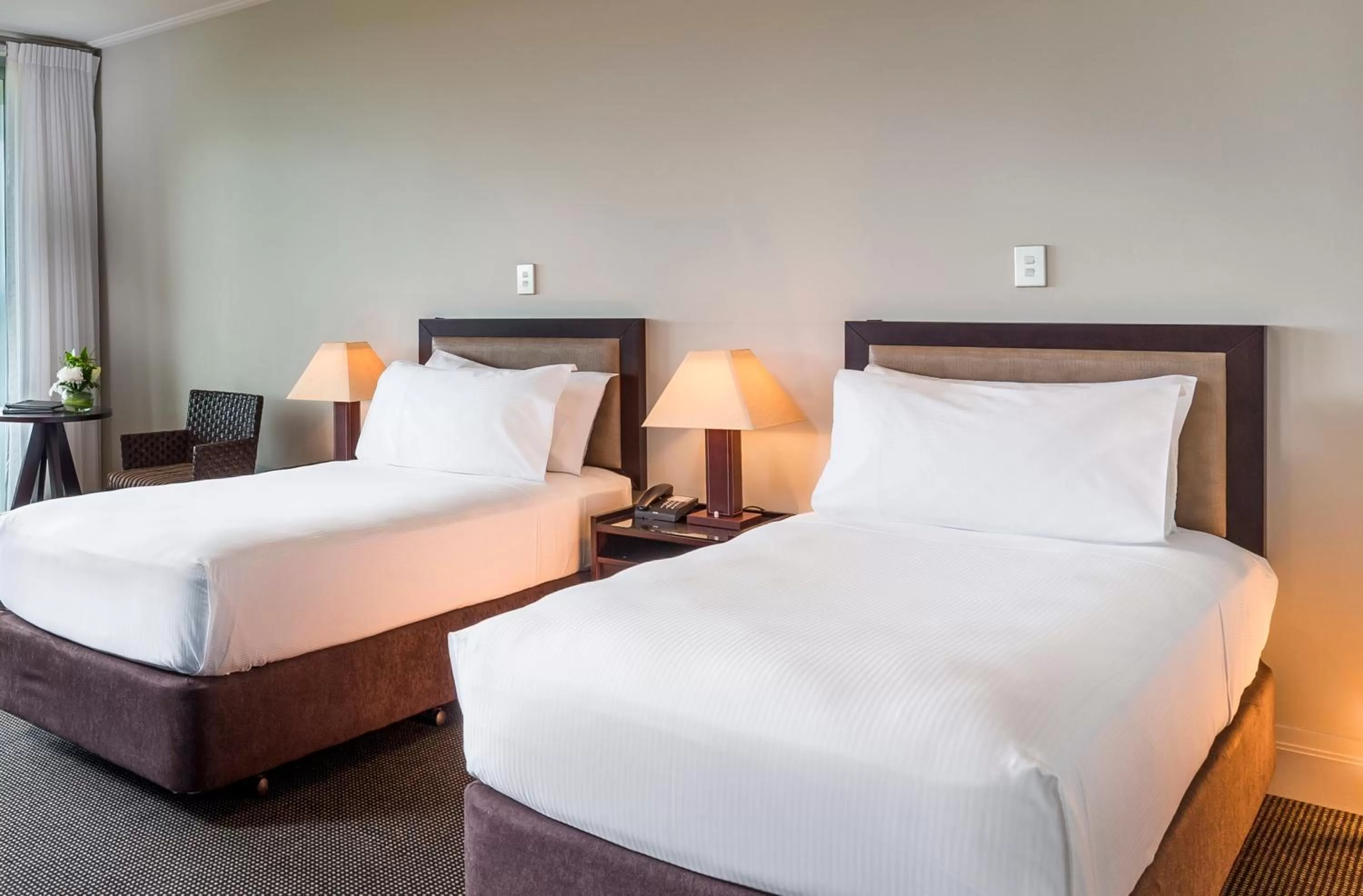 Pool view, Bed in Hilton Lake Taupo