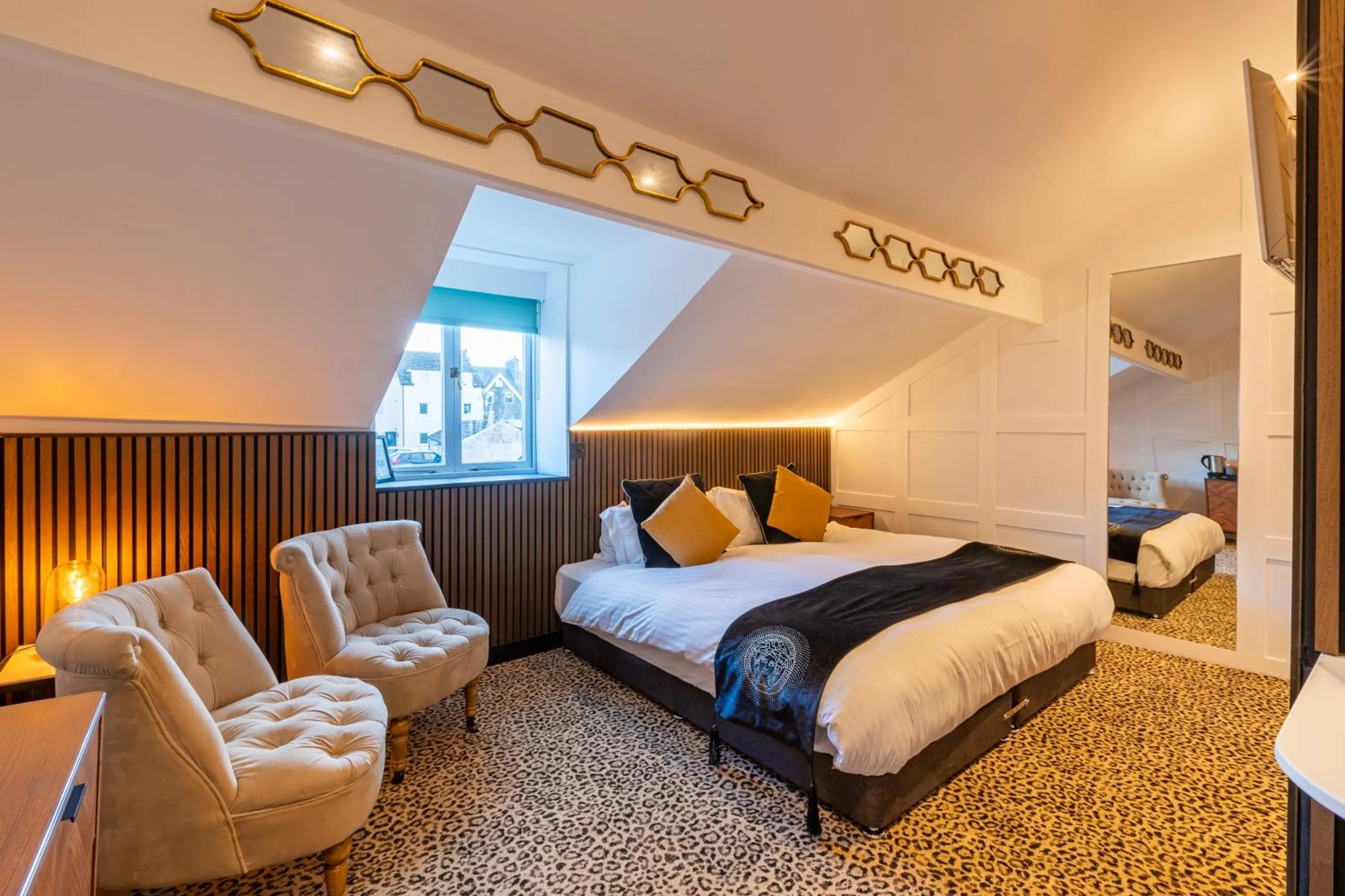 Seating area, Bed in Holly Lodge Guest House with FREE off site health club