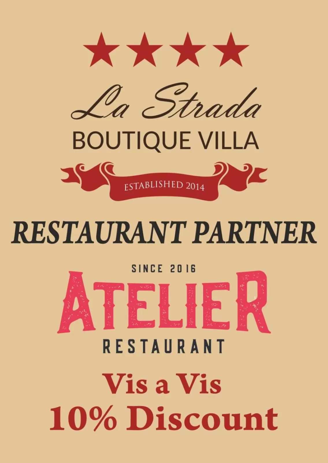 Restaurant/places to eat in La Strada Boutique Villa