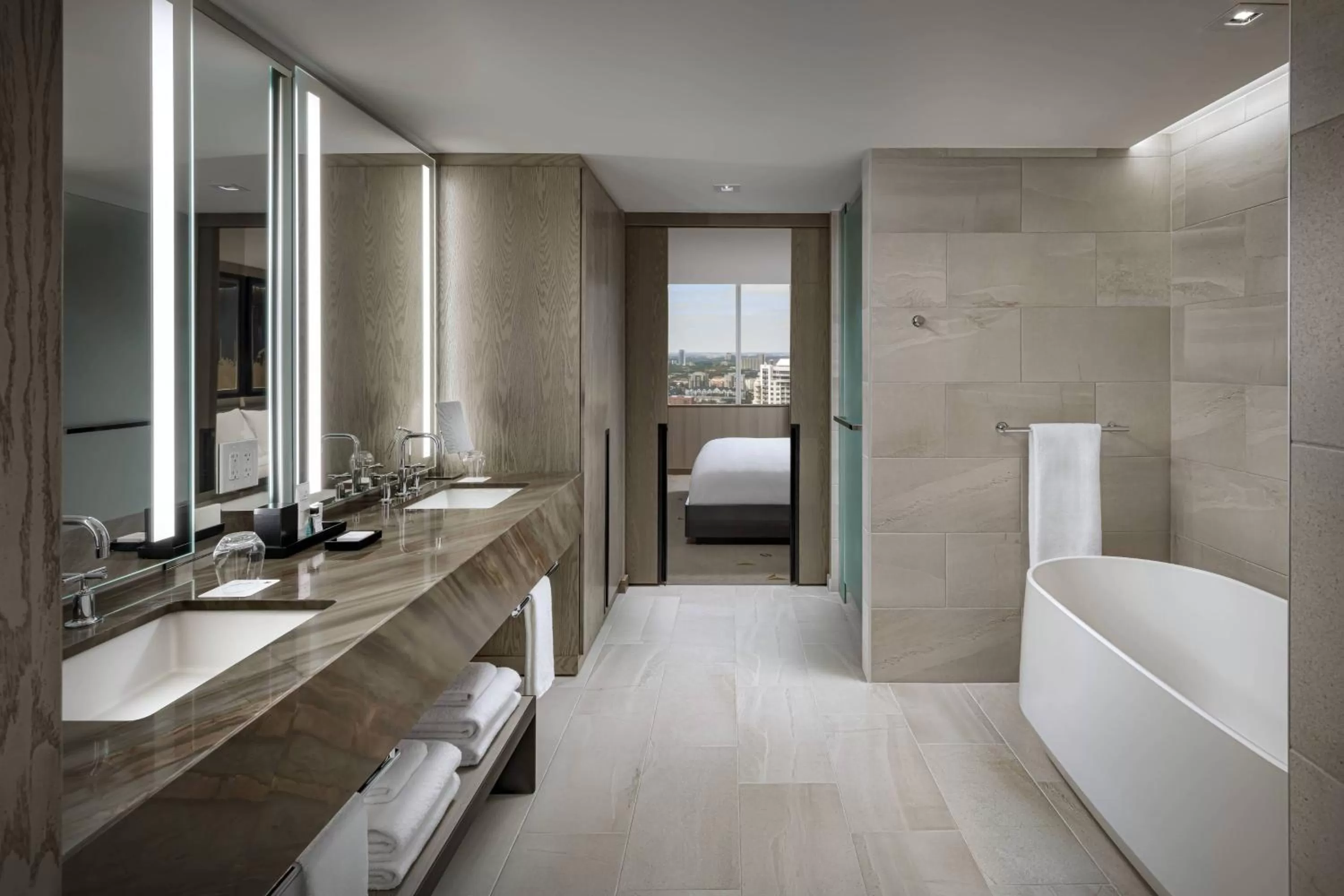 Bathroom, Bed in JW Marriott Edmonton ICE District