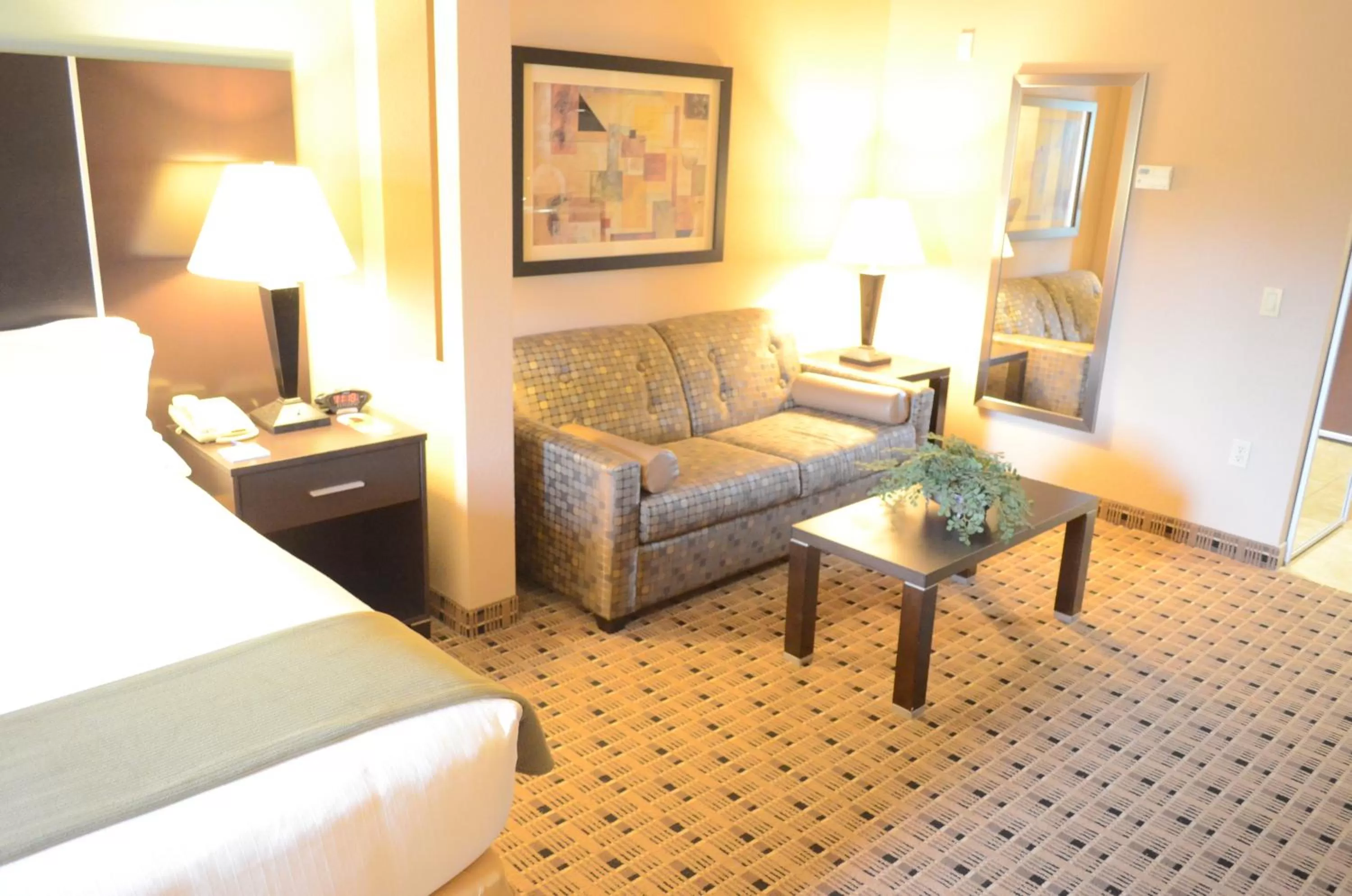 Seating area, Bed in Holiday Inn Express Hotel & Suites Houston Energy Corridor - West Oaks, an IHG Hotel