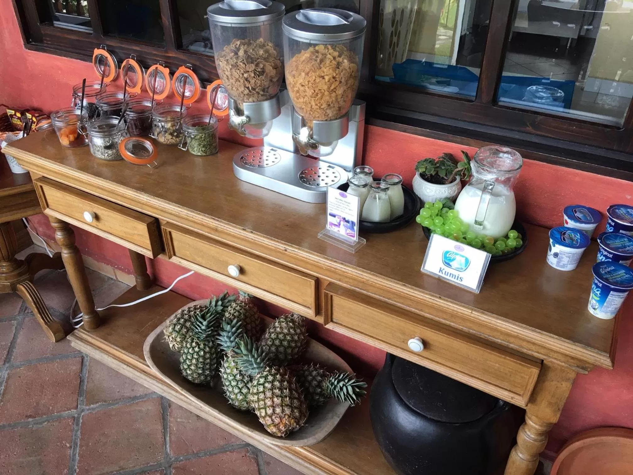 Buffet breakfast in Monasterio San Agustín, Colombia