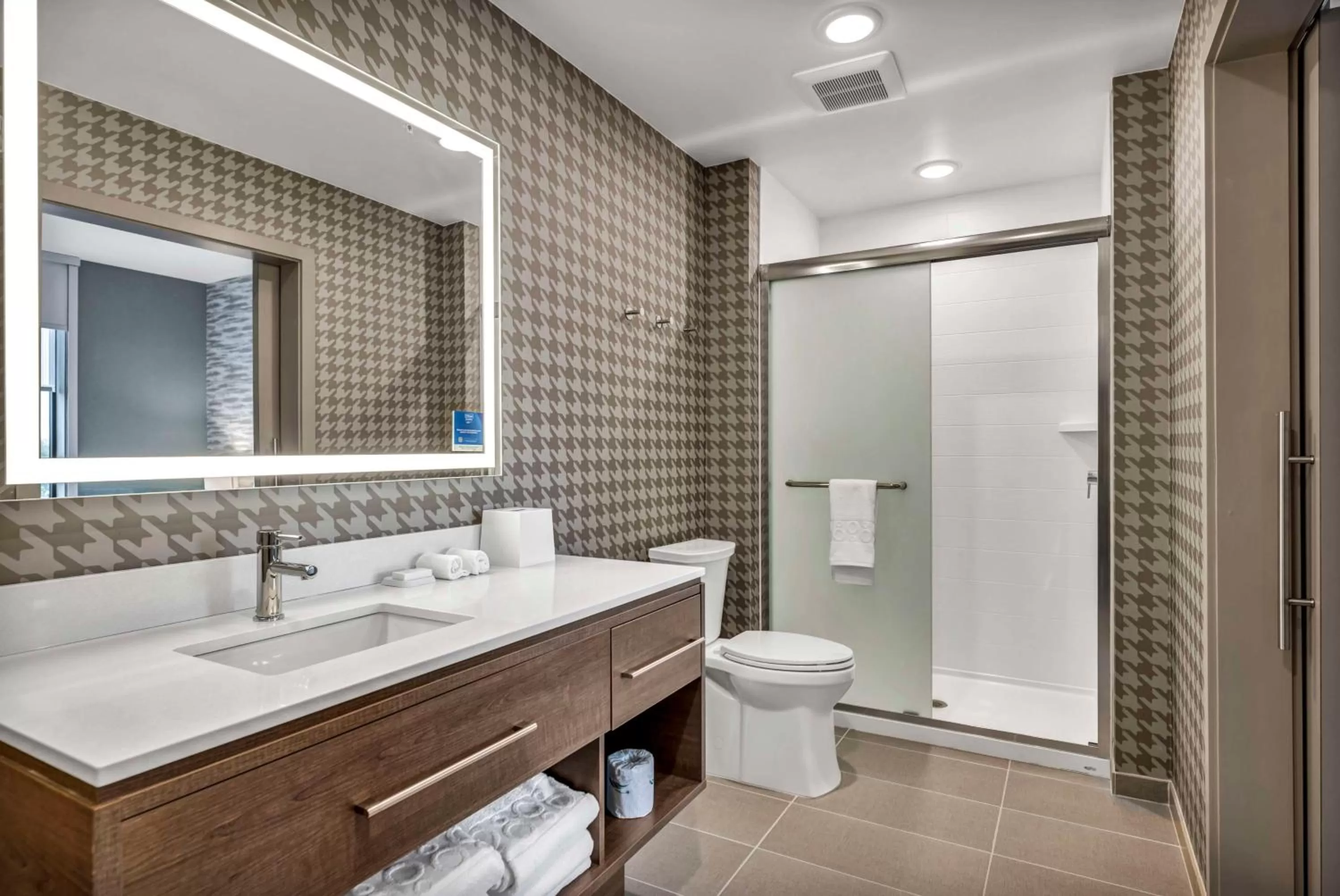 Bathroom in Home2 Suites by Hilton Raleigh West Lenovo Center