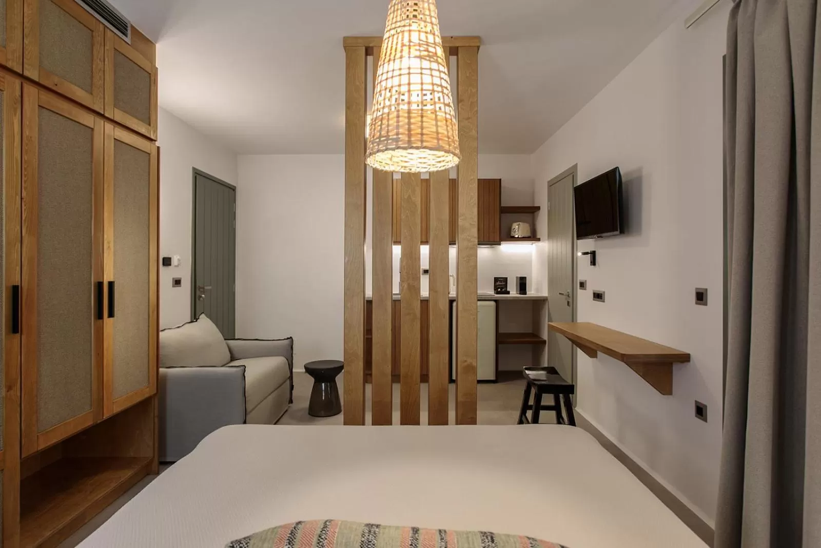 Bed in Makava Suites Naxos