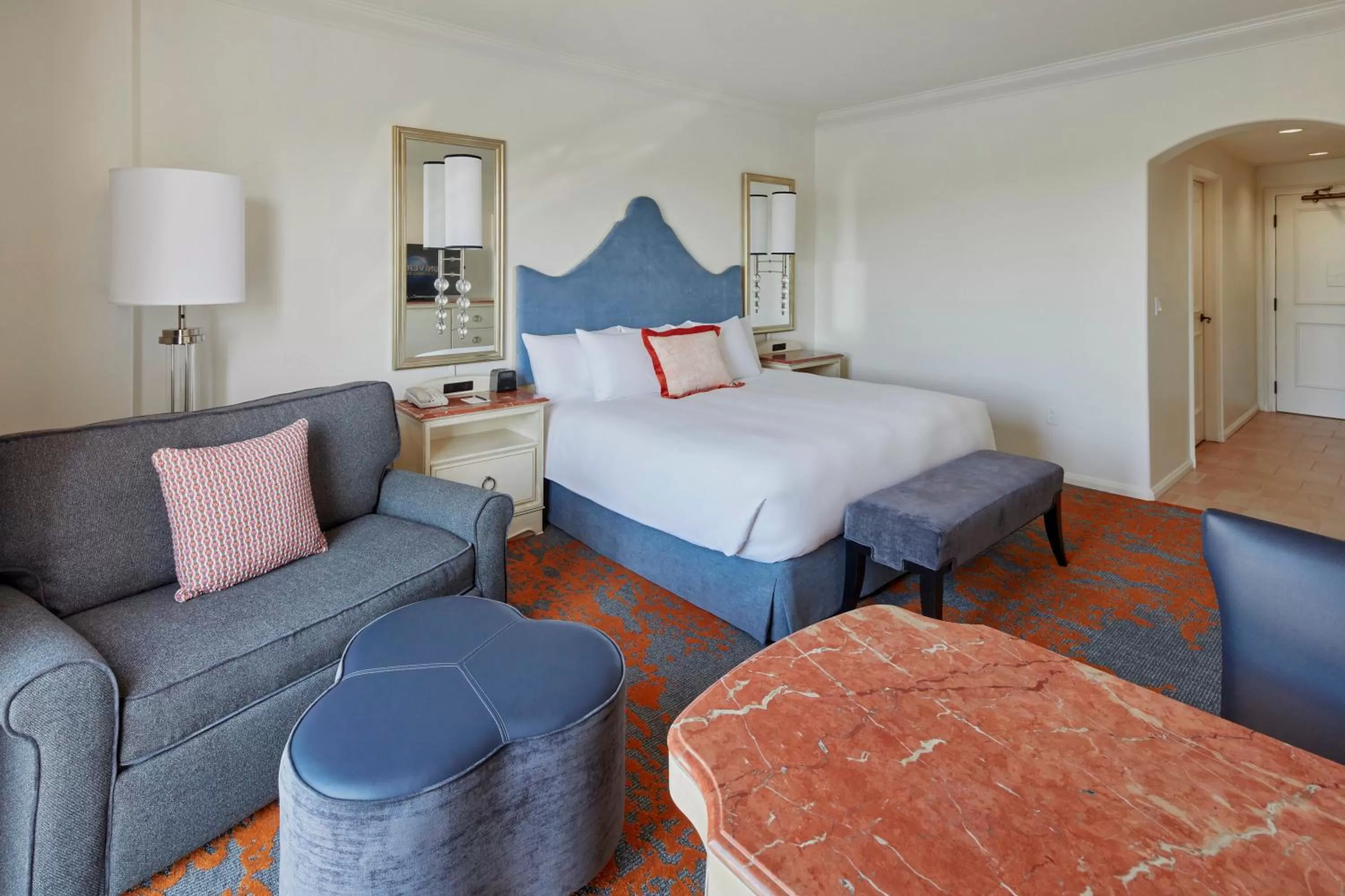 Photo of the whole room, Bed in Universal's Loews Portofino Bay Hotel