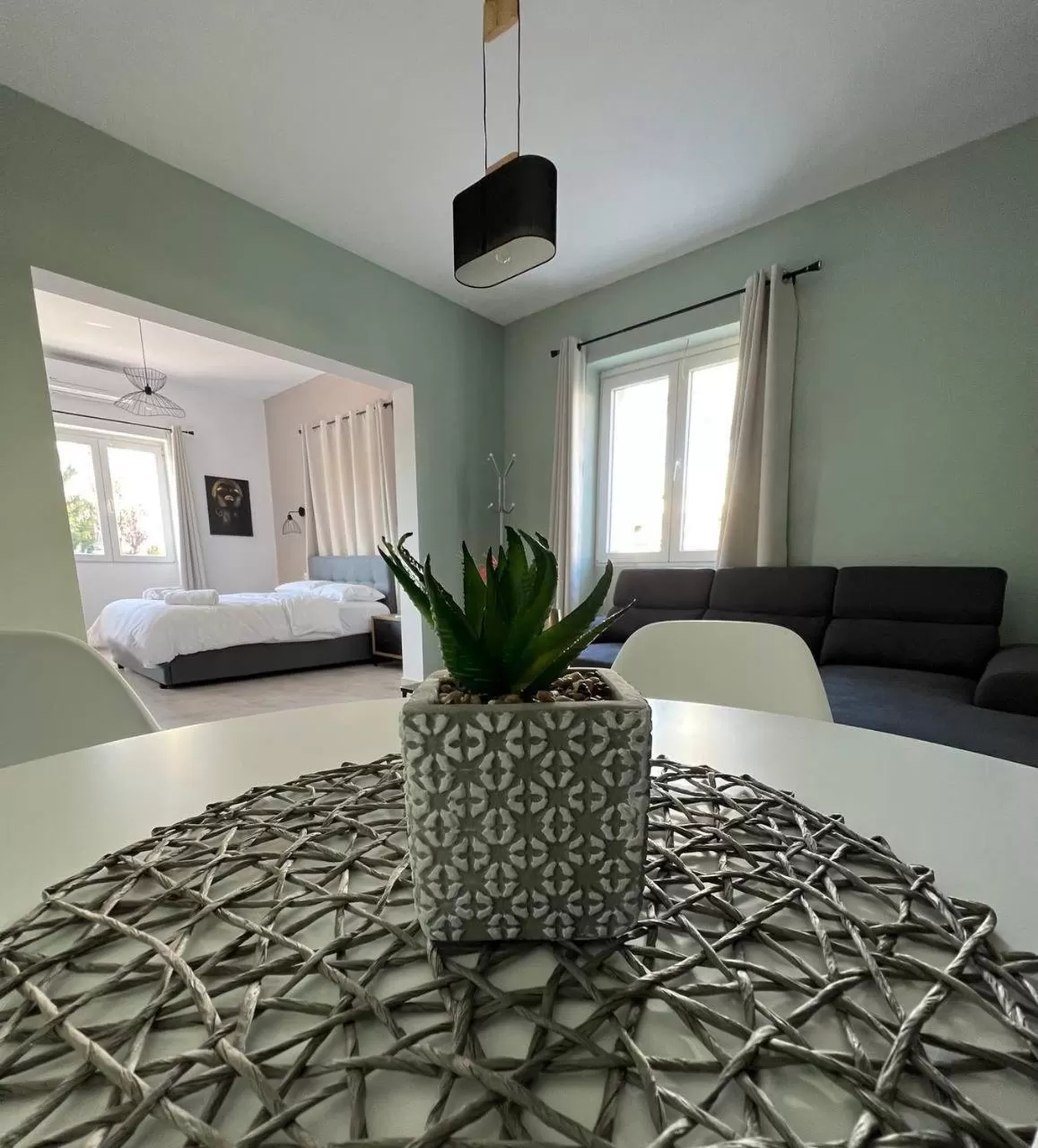 Living room, Bed in Elefsinian Mysteries Apartments