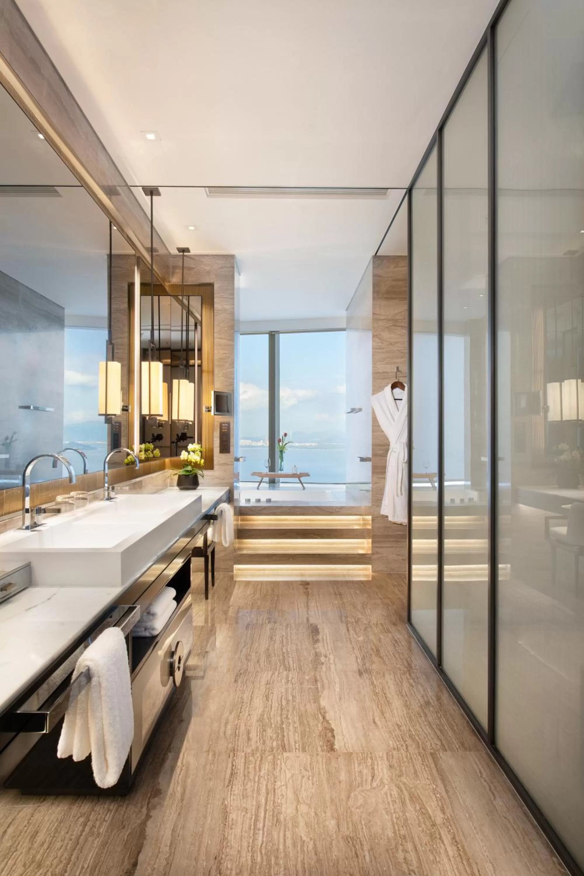 Bathroom in Raffles Shenzhen, Situated in the heart of One Shenzhen Bay, Book Now to Enjoy Free Minibar and Happy Hour Privileges at Long Bar on 71F