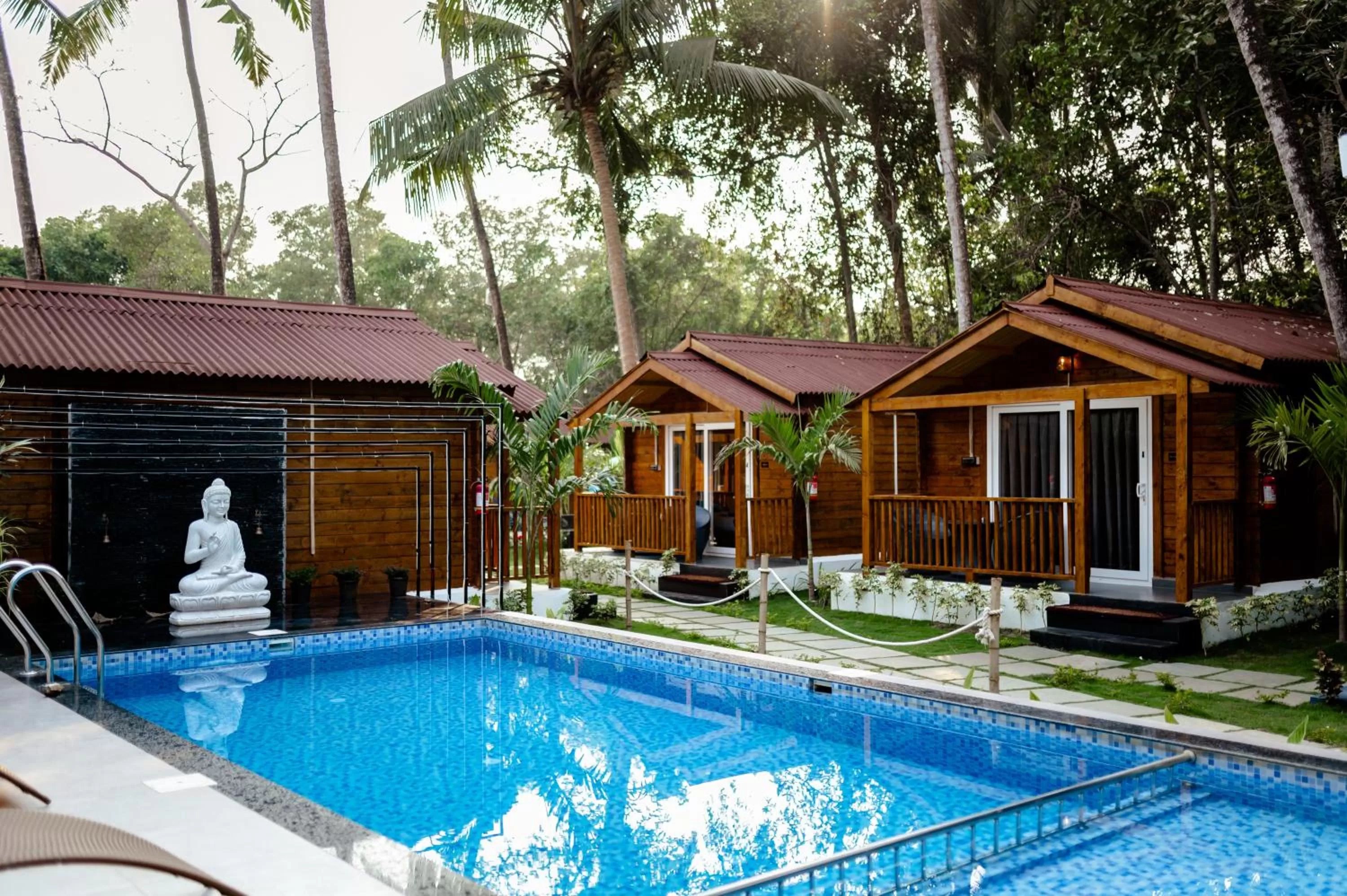 Pool view, Swimming Pool in Tranquill Riverside Luxury Cottages With Bathtub, Candolim