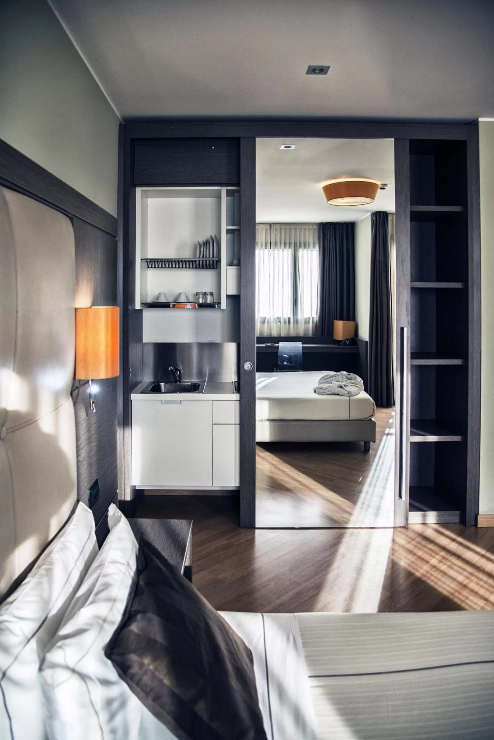 Kitchen or kitchenette, Bed in Acca Palace AA Hotels