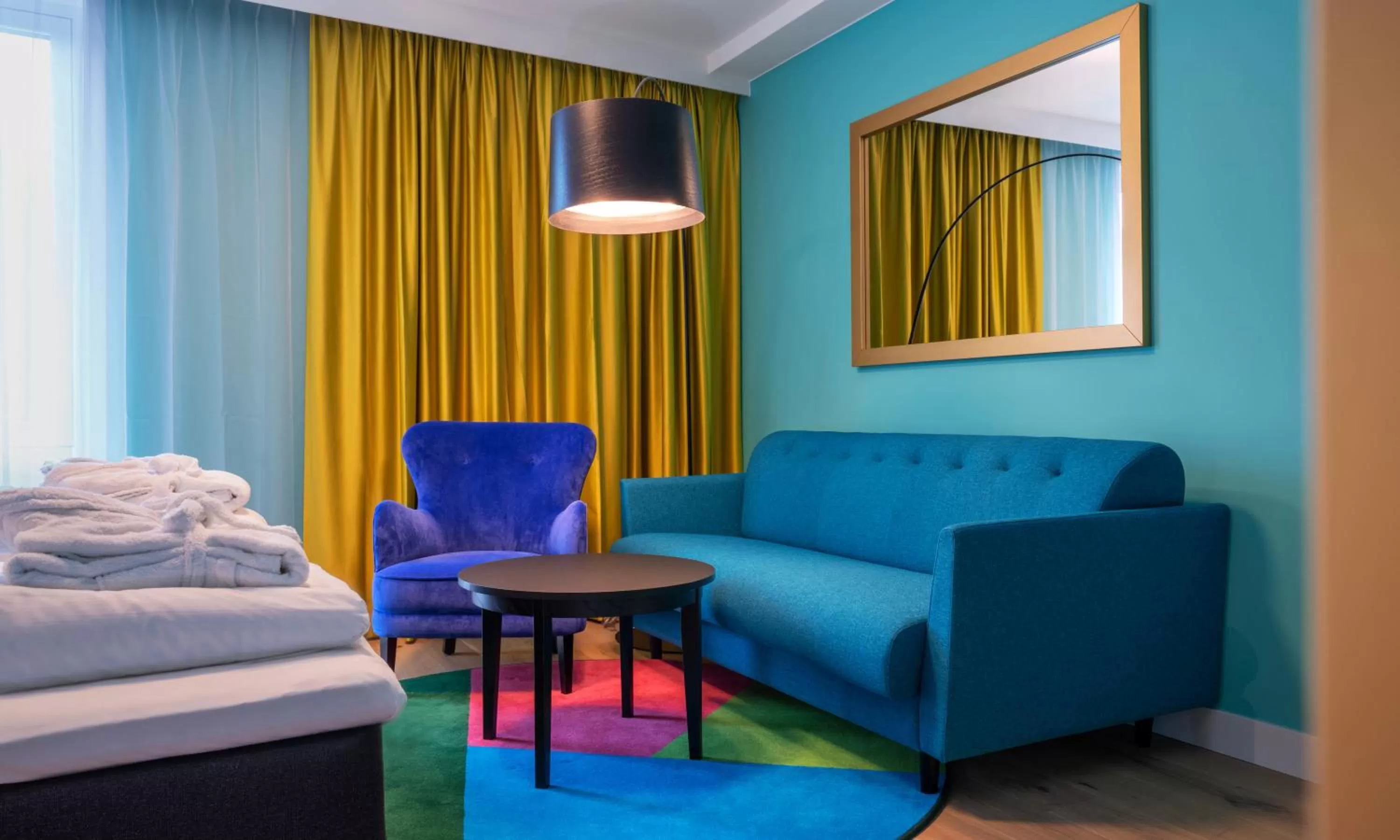 Seating area, Bed in Thon Hotel Storo