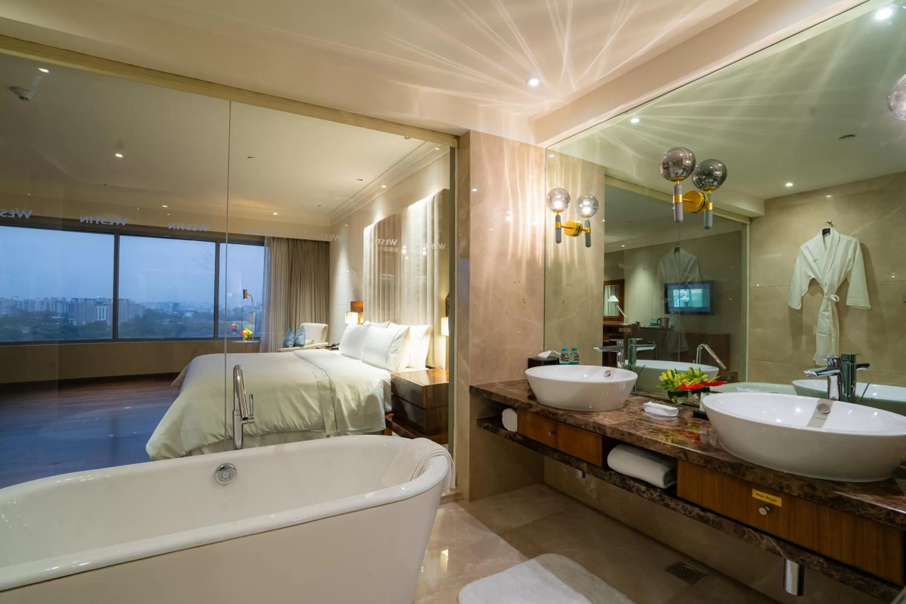 Bathroom, Bed in The Westin Pune Koregaon Park