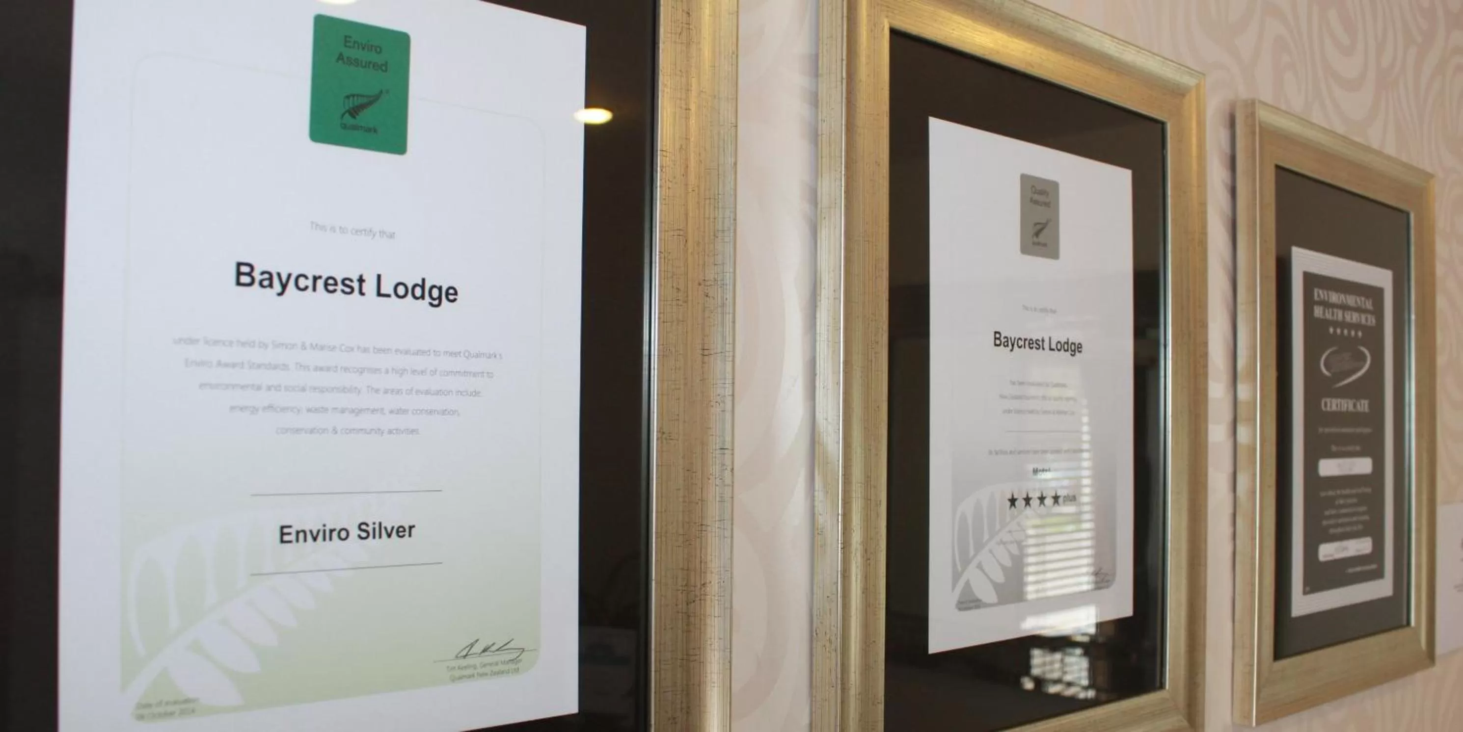 Certificate/Award in Baycrest Thermal Lodge