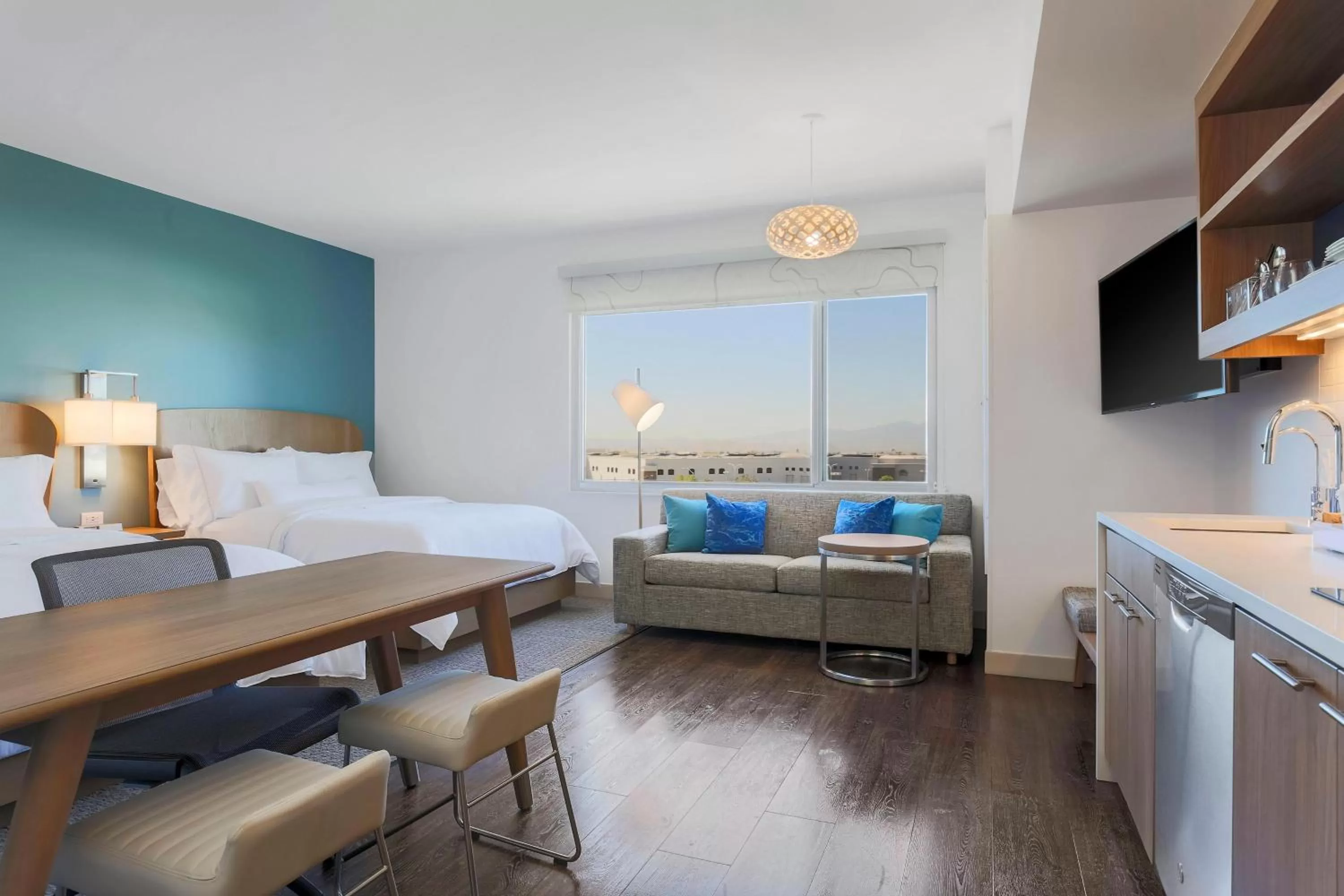 Photo of the whole room, Bed in Element Ontario Rancho Cucamonga