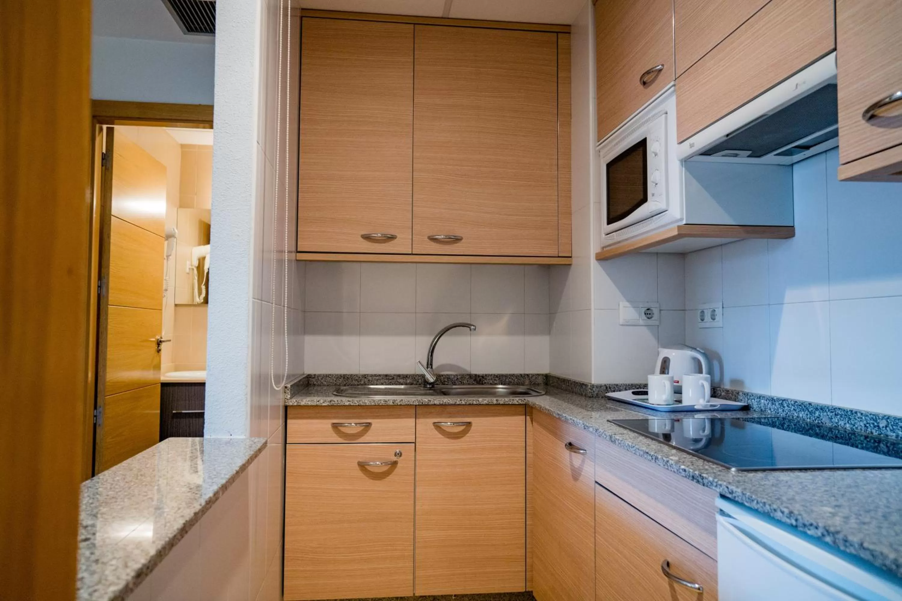 Kitchen or kitchenette in Compostela Suites