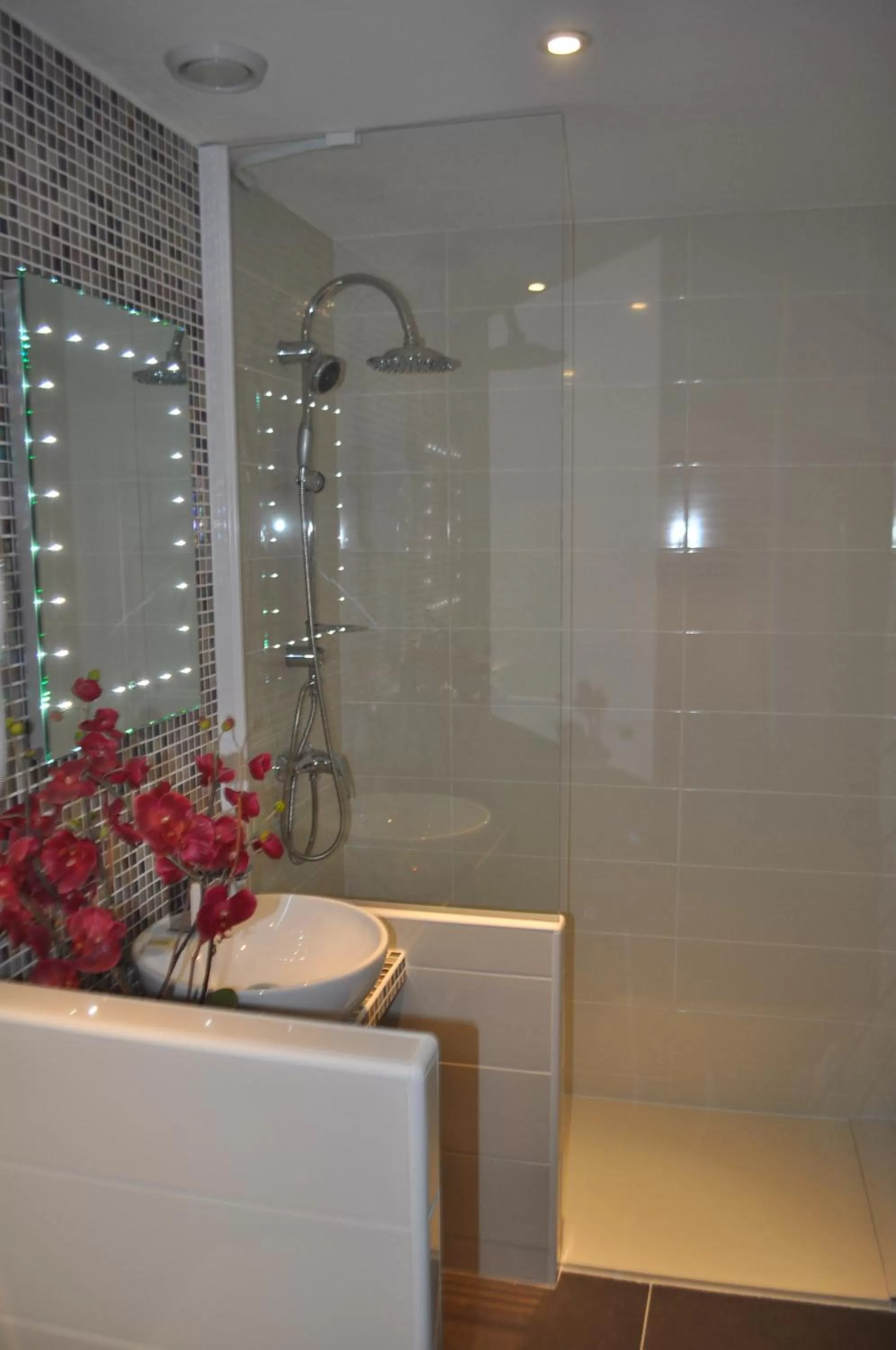 Shower, Bathroom in Hôtel Restaurant de l'Ecu