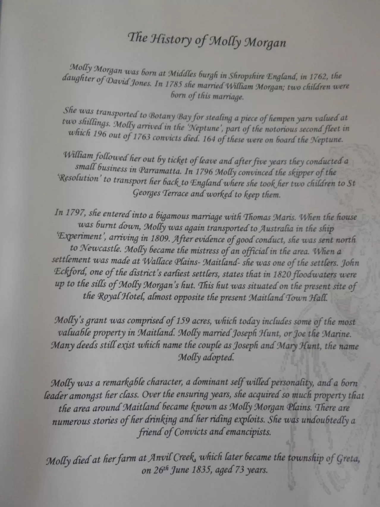 Text overlay in Molly Morgan Motor Inn