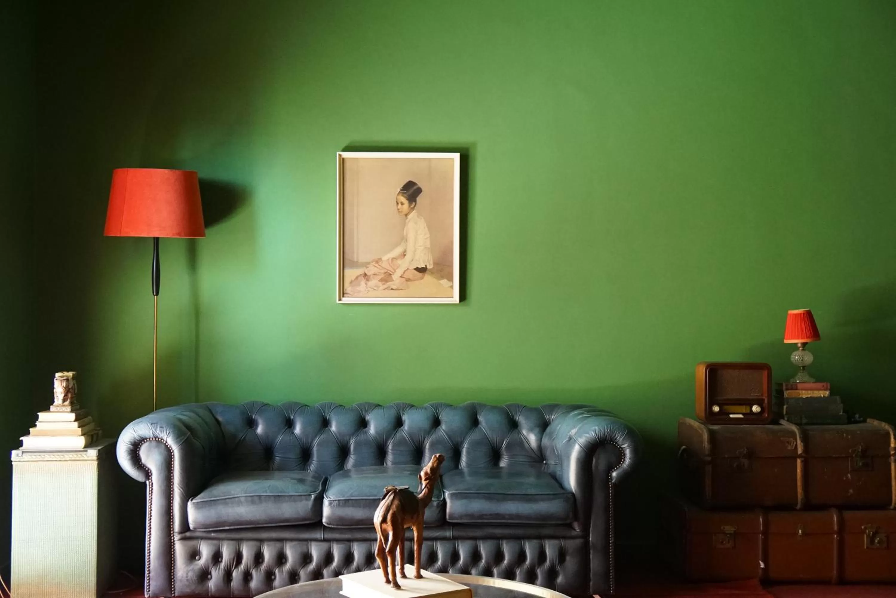 Seating area in The Walled Off Hotel