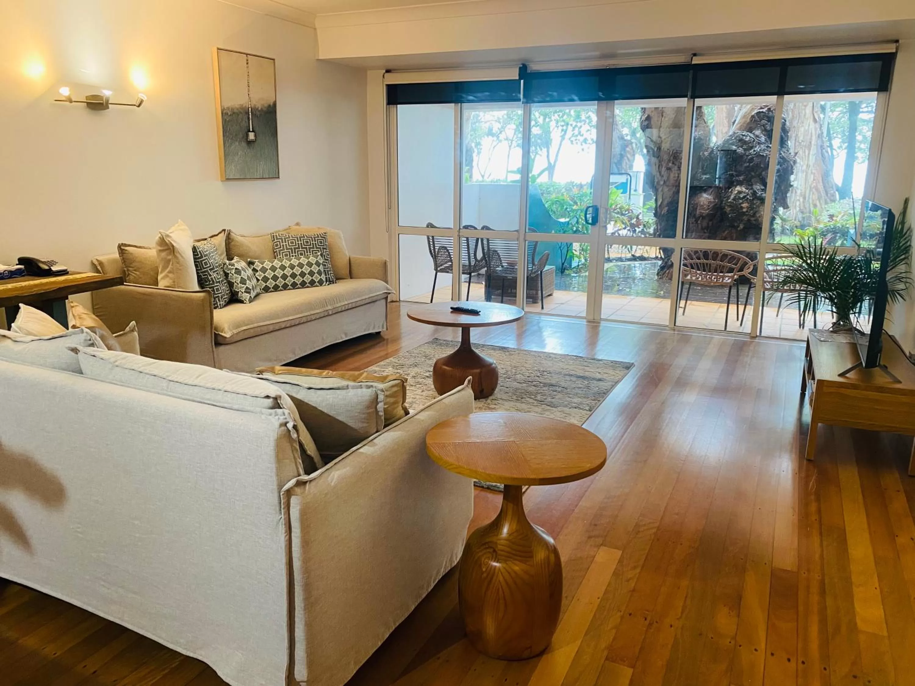 Living room in BeachView Apartments at Villa Paradiso