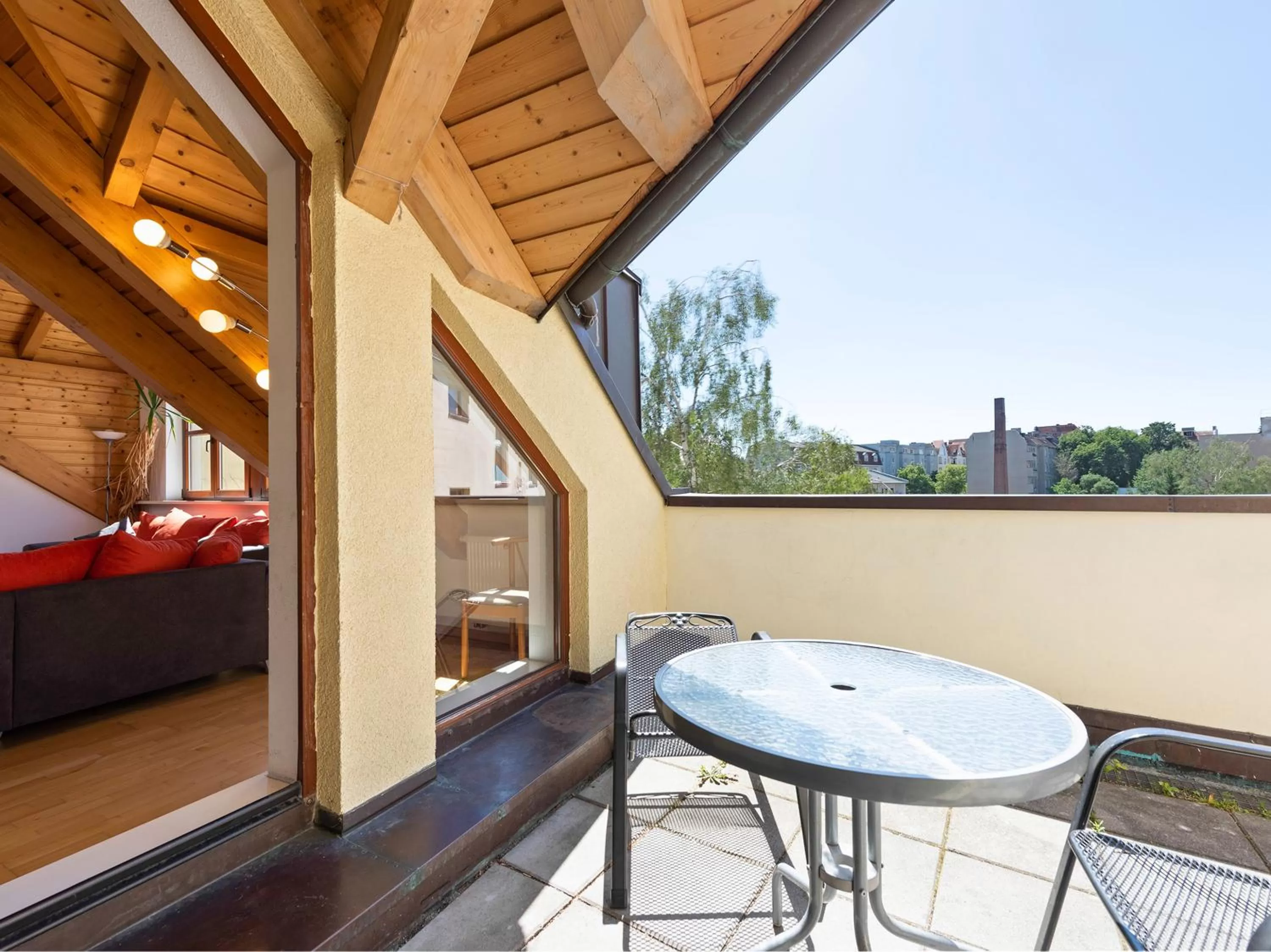 Balcony/Terrace, Bed in Hotel Bohemia