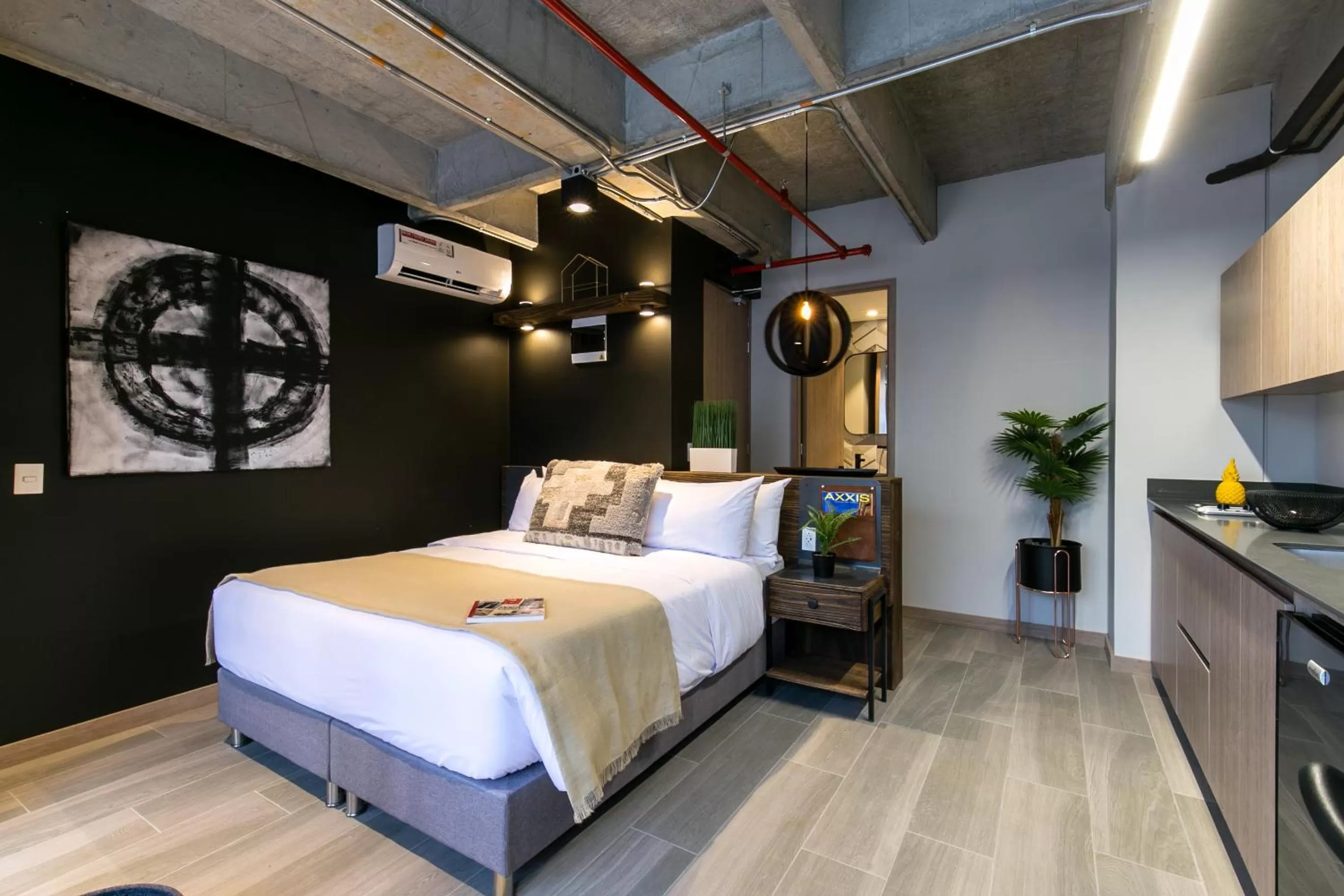 Bed in Factory Lofts Hotel