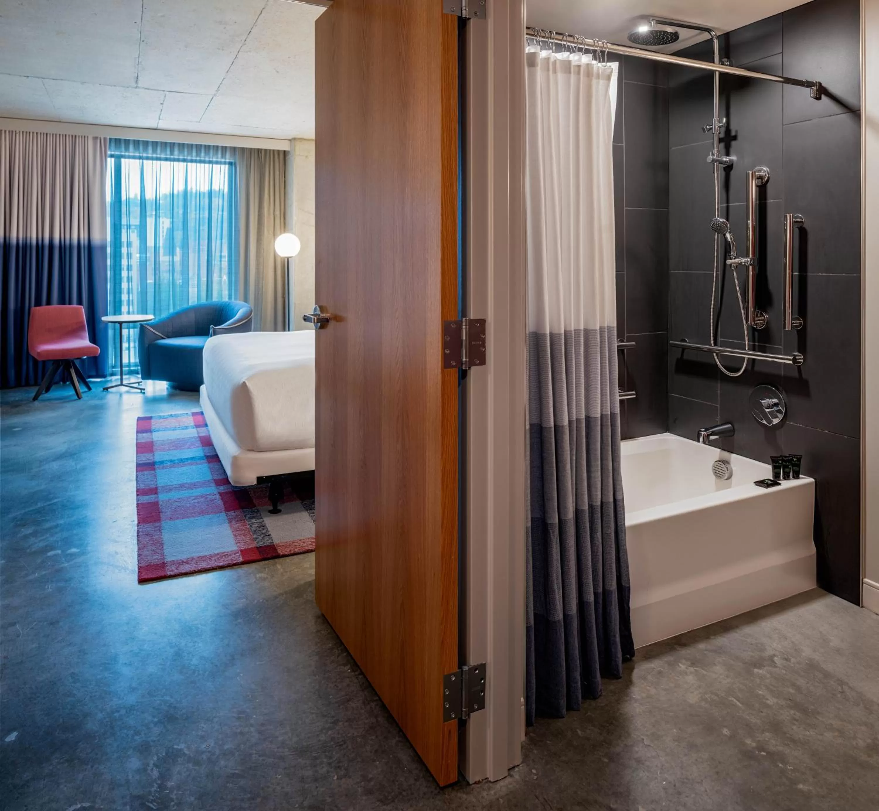 Bathroom, Bed in Hyatt Centric Downtown Portland