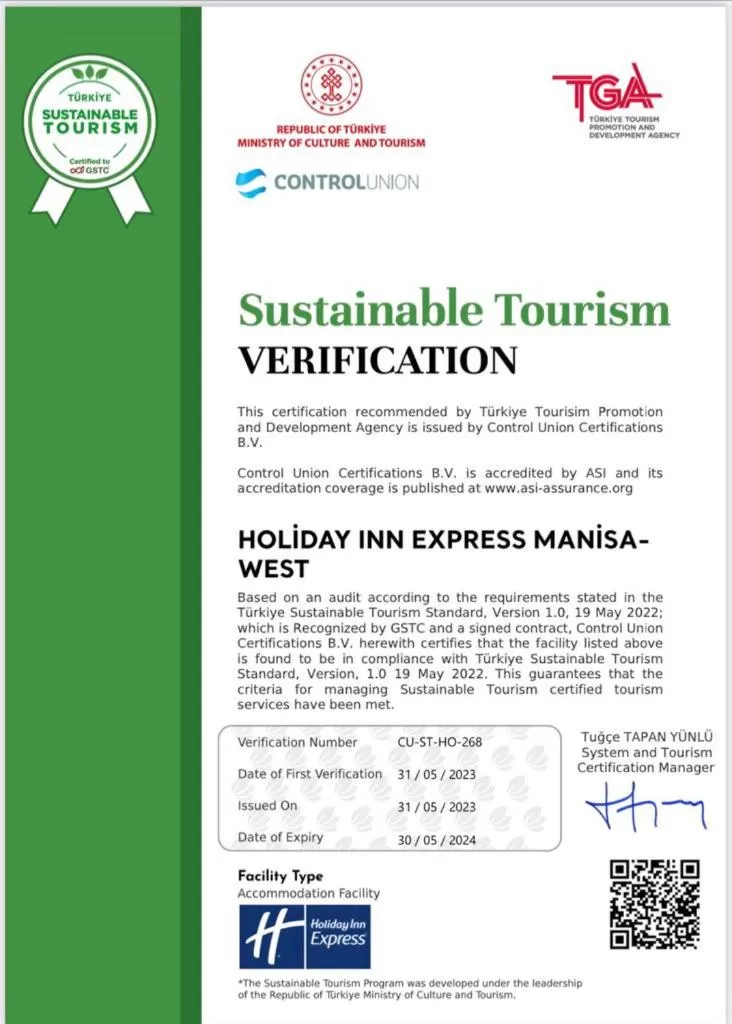 Certificate/Award in Holiday Inn Express Manisa-West by IHG