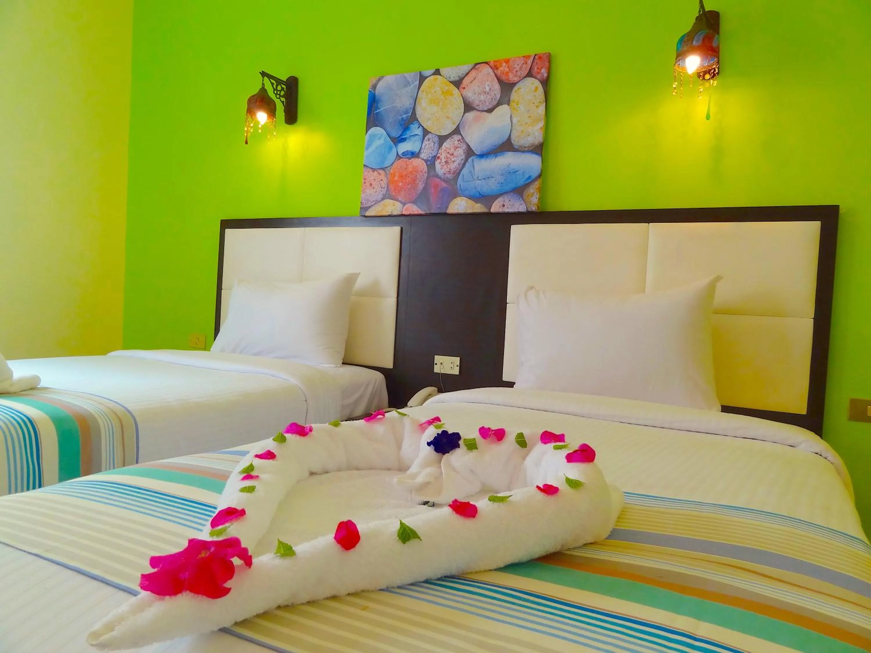 Decorative detail, Bed in Naama Blue Hotel