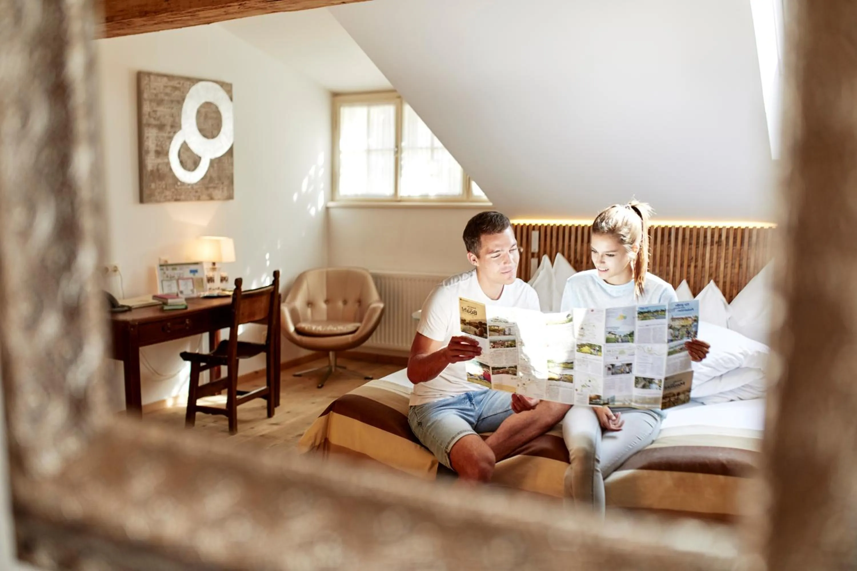 People, Bed in Hotel Landhaus Moserhof