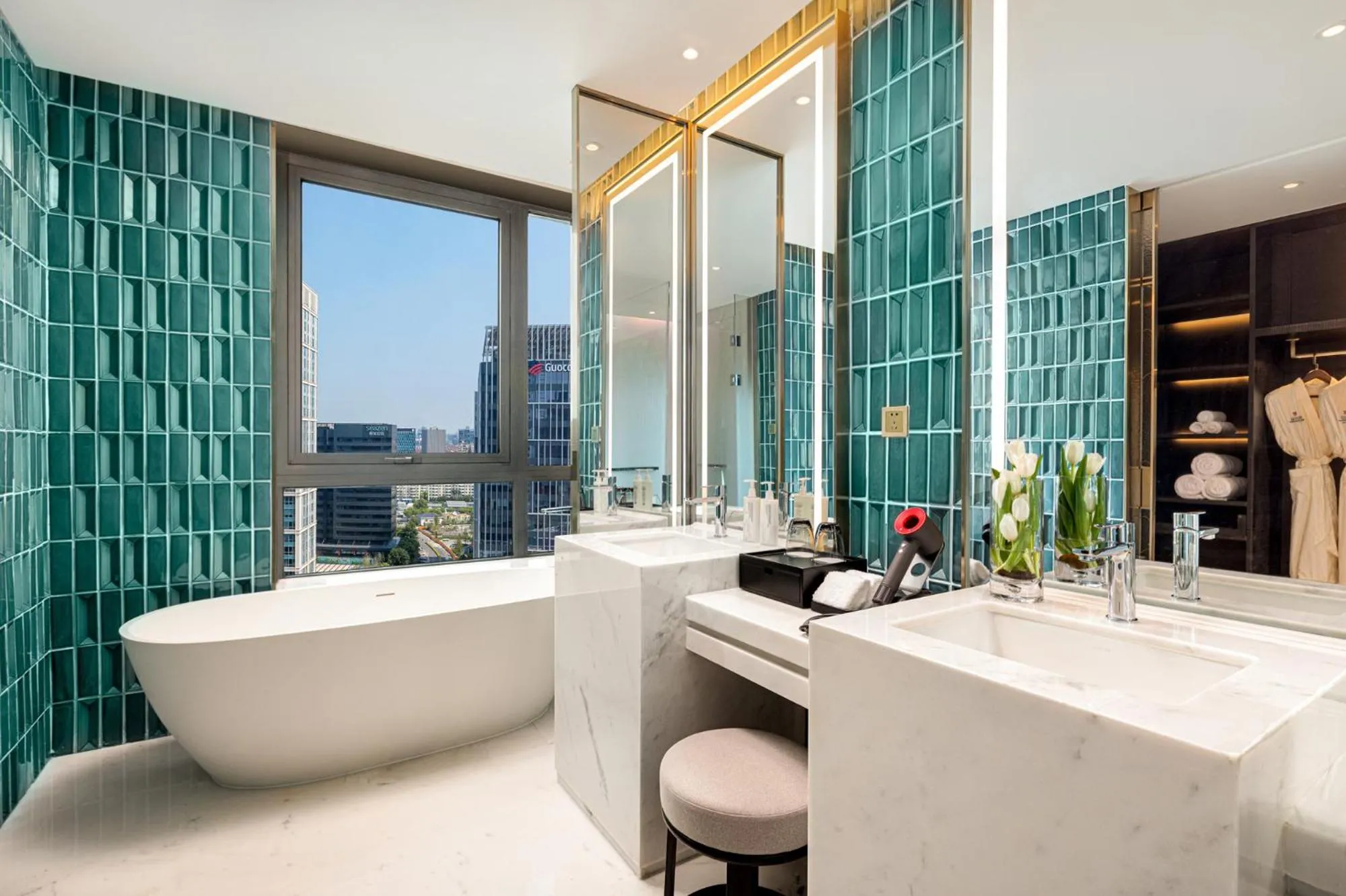 Bathroom in HUALUXE Shanghai Changfeng Park by IHG