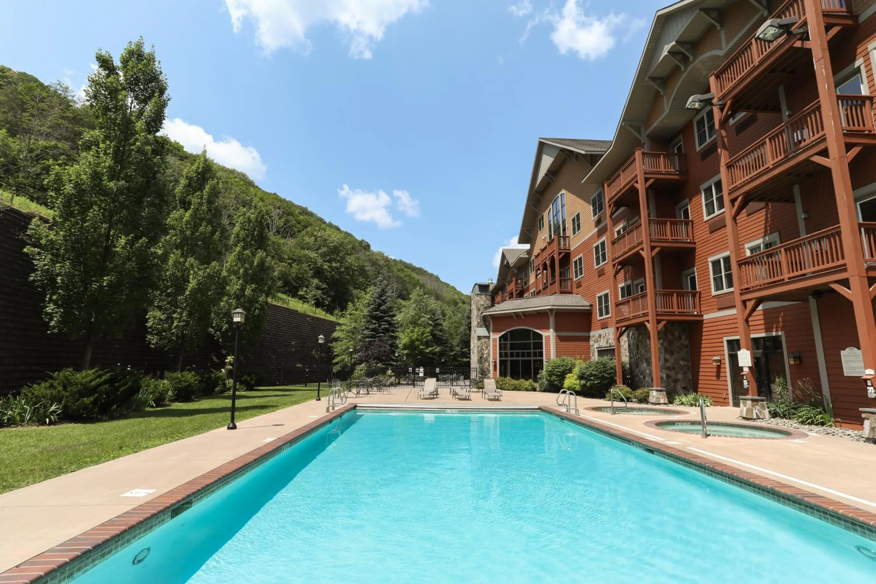 Swimming pool in Kaatskill Mountain Club and Condos by Hunter Mountain