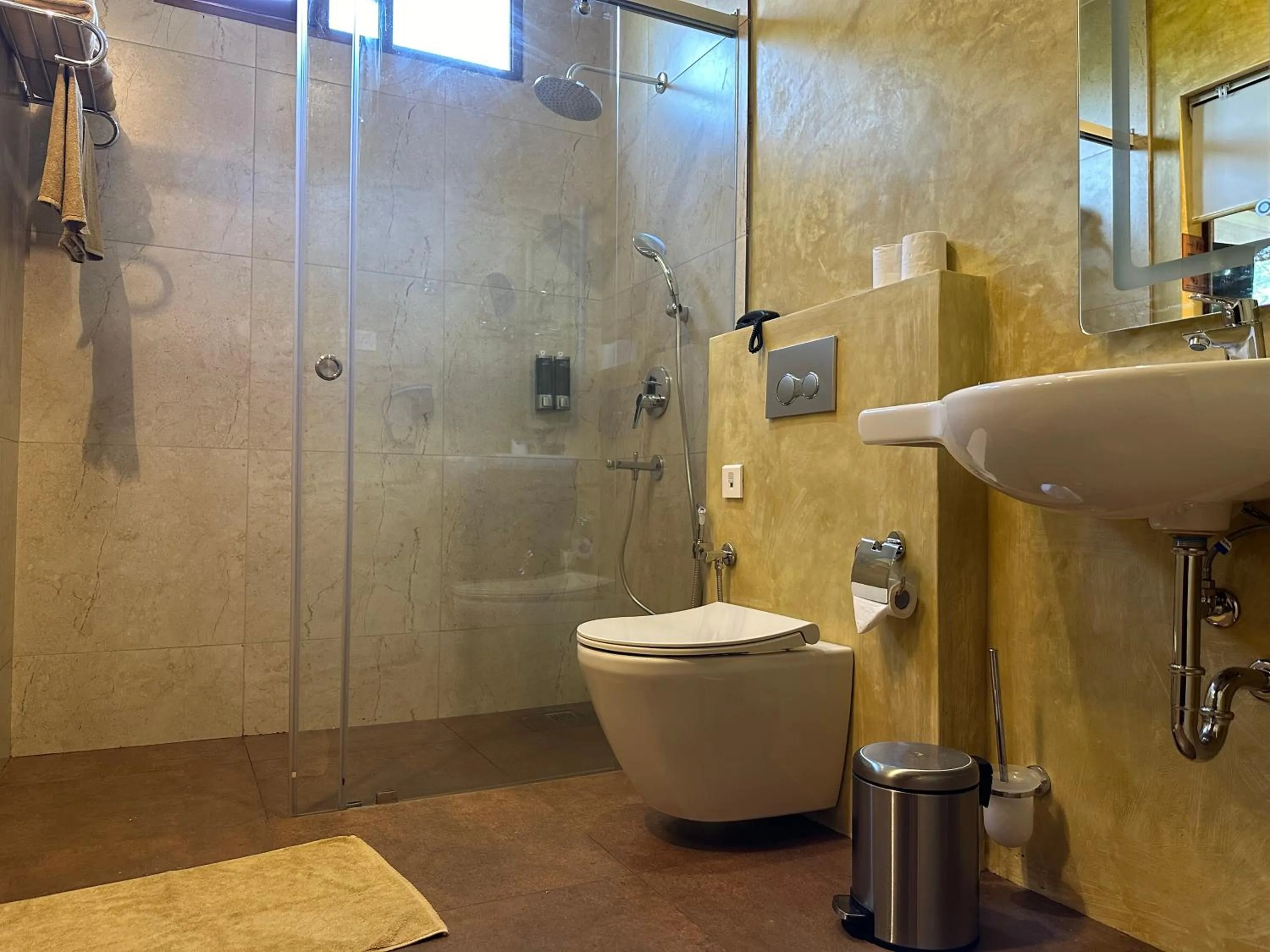 Shower in AMARA AYURVEDA RETREAT- Overlooking Evergreen Western Ghats an ecologically sustainable living space in Kovalam